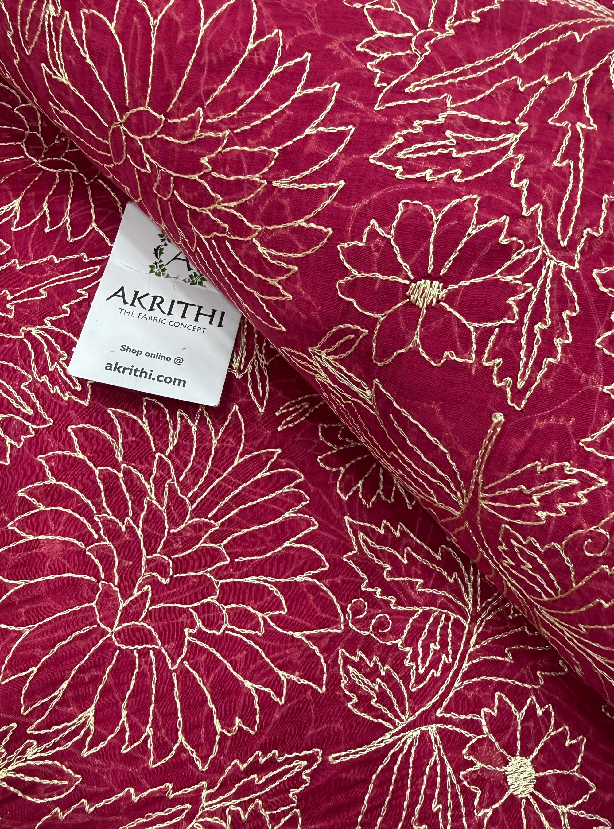 PURE MUL CHANDERI EMBROIDERED FABRIC