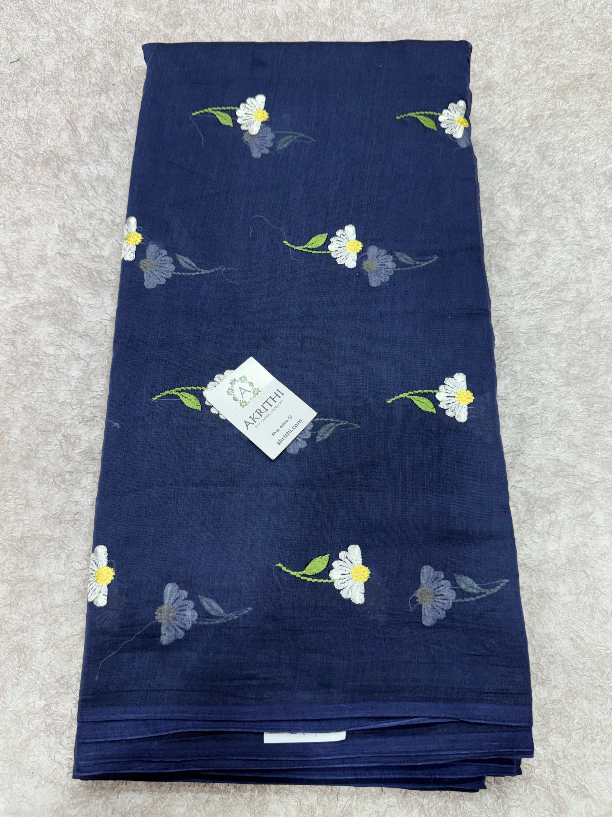 PURE MUL CHANDERI EMBROIDERED FABRIC