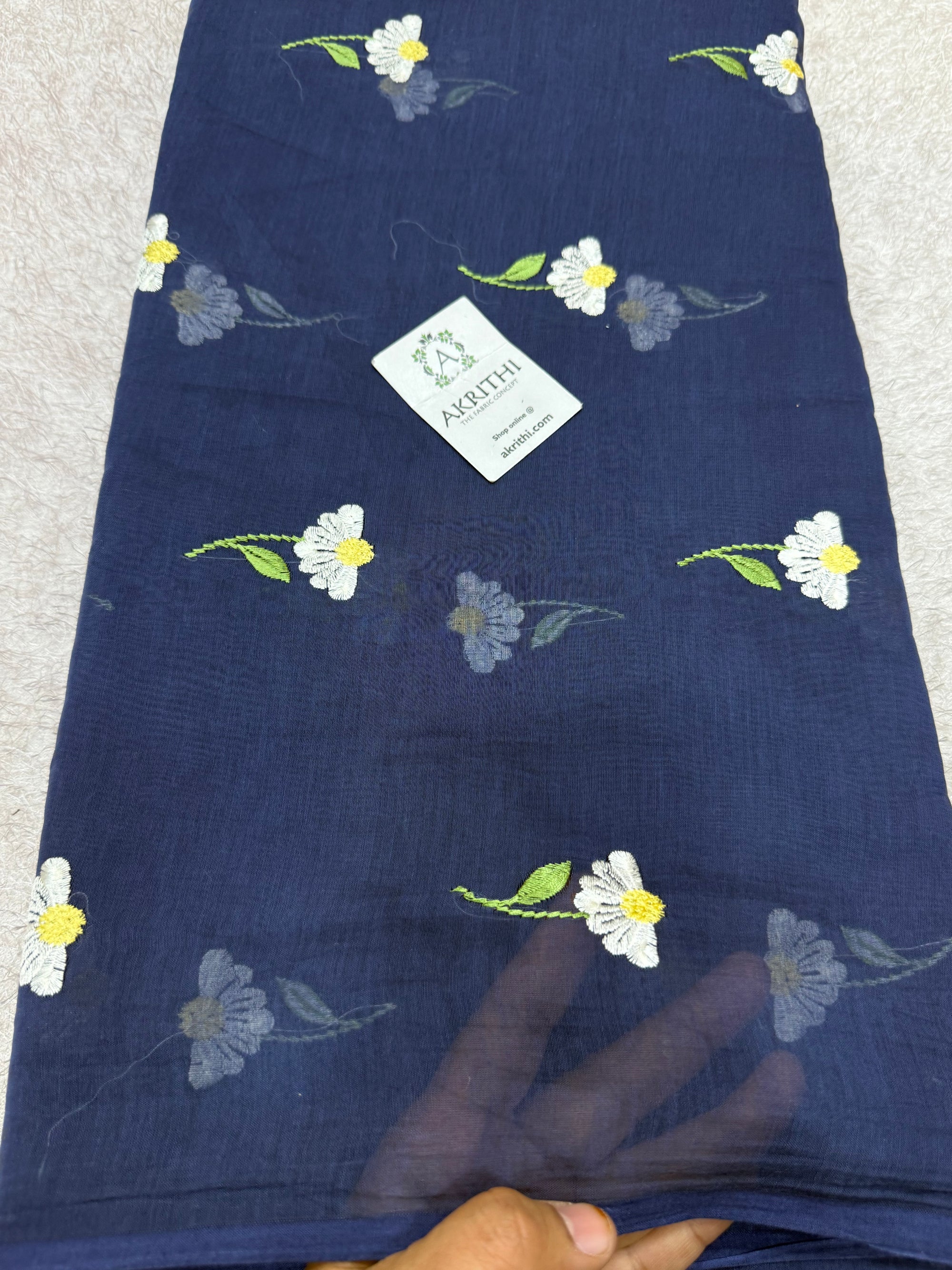 PURE MUL CHANDERI EMBROIDERED FABRIC