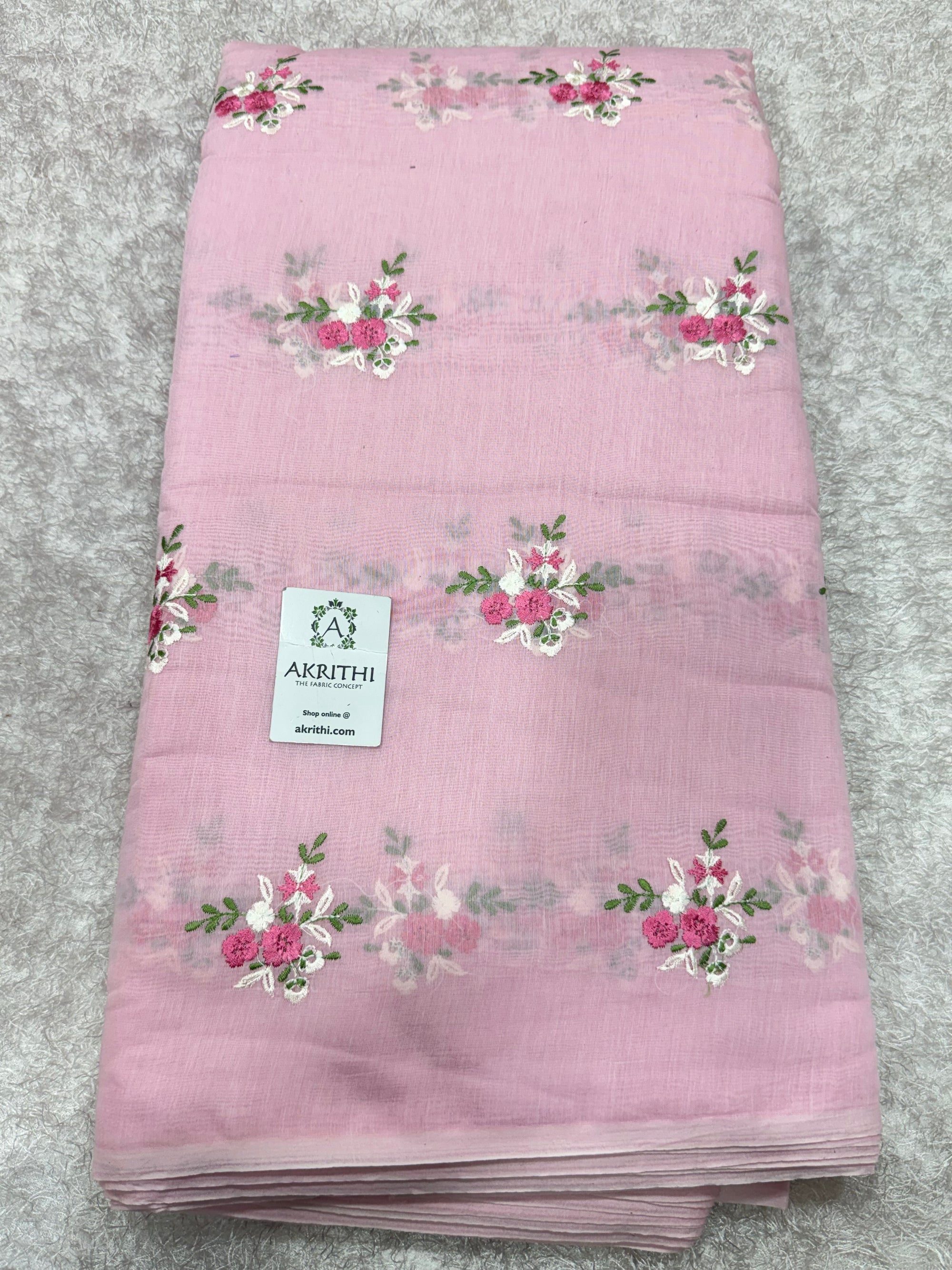 PURE MUL CHANDERI EMBROIDERED FABRIC