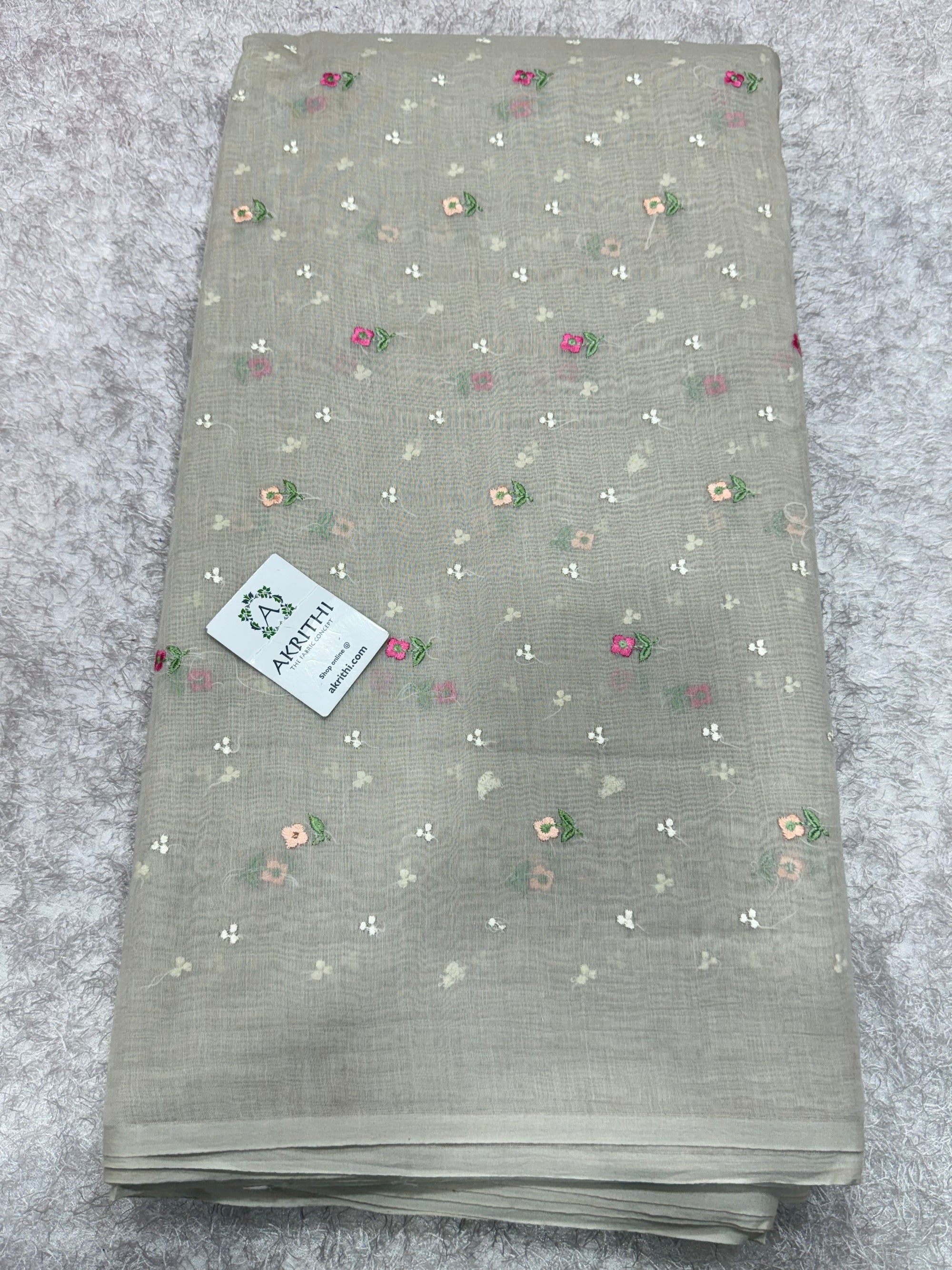PURE MUL CHANDERI EMBROIDERED FABRIC