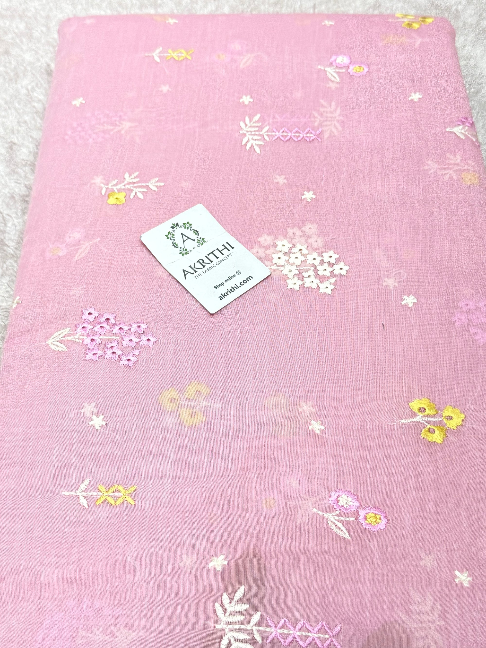 PURE MUL CHANDERI EMBROIDERED FABRIC