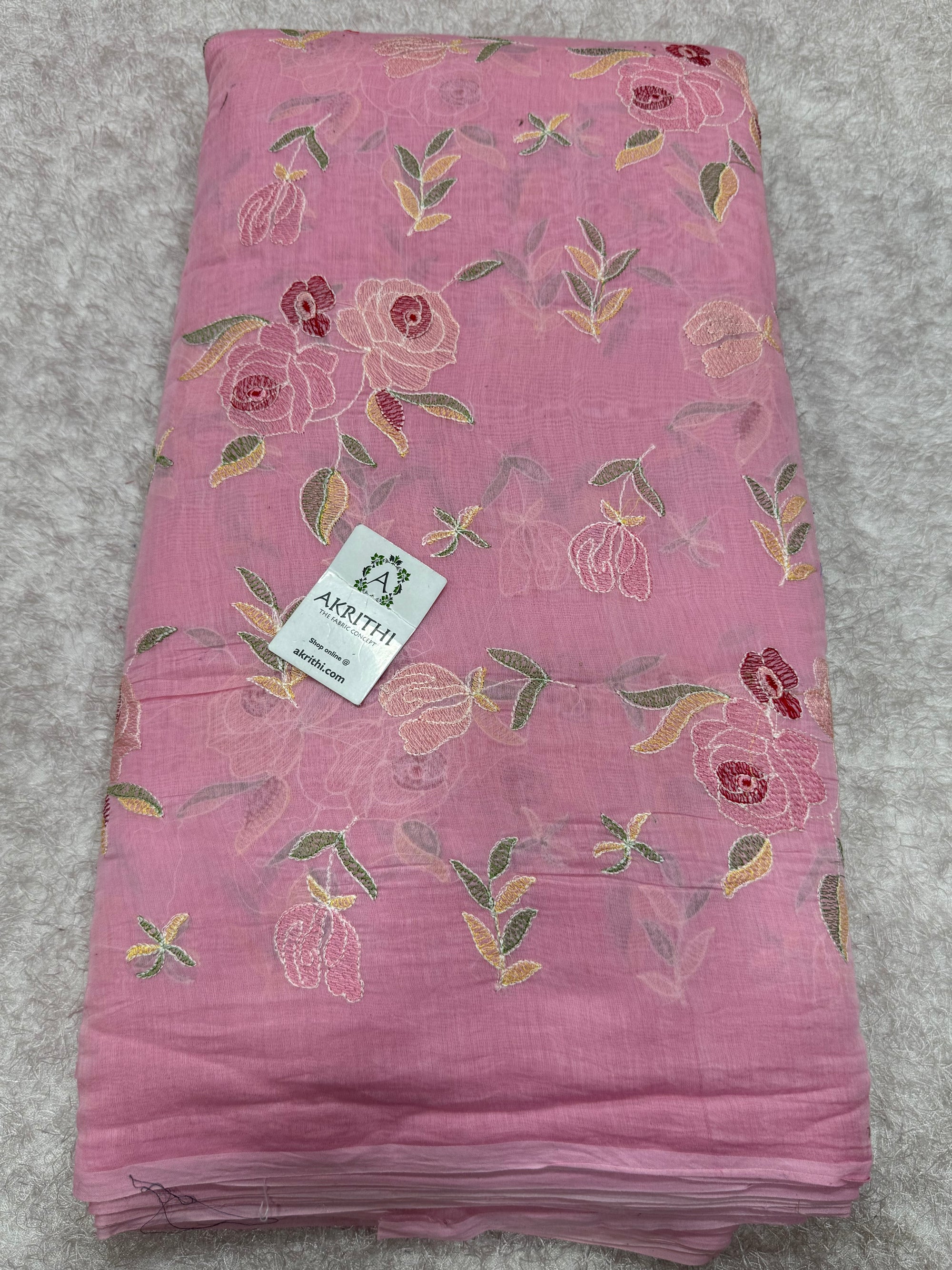 PURE MUL CHANDERI EMBROIDERED FABRIC