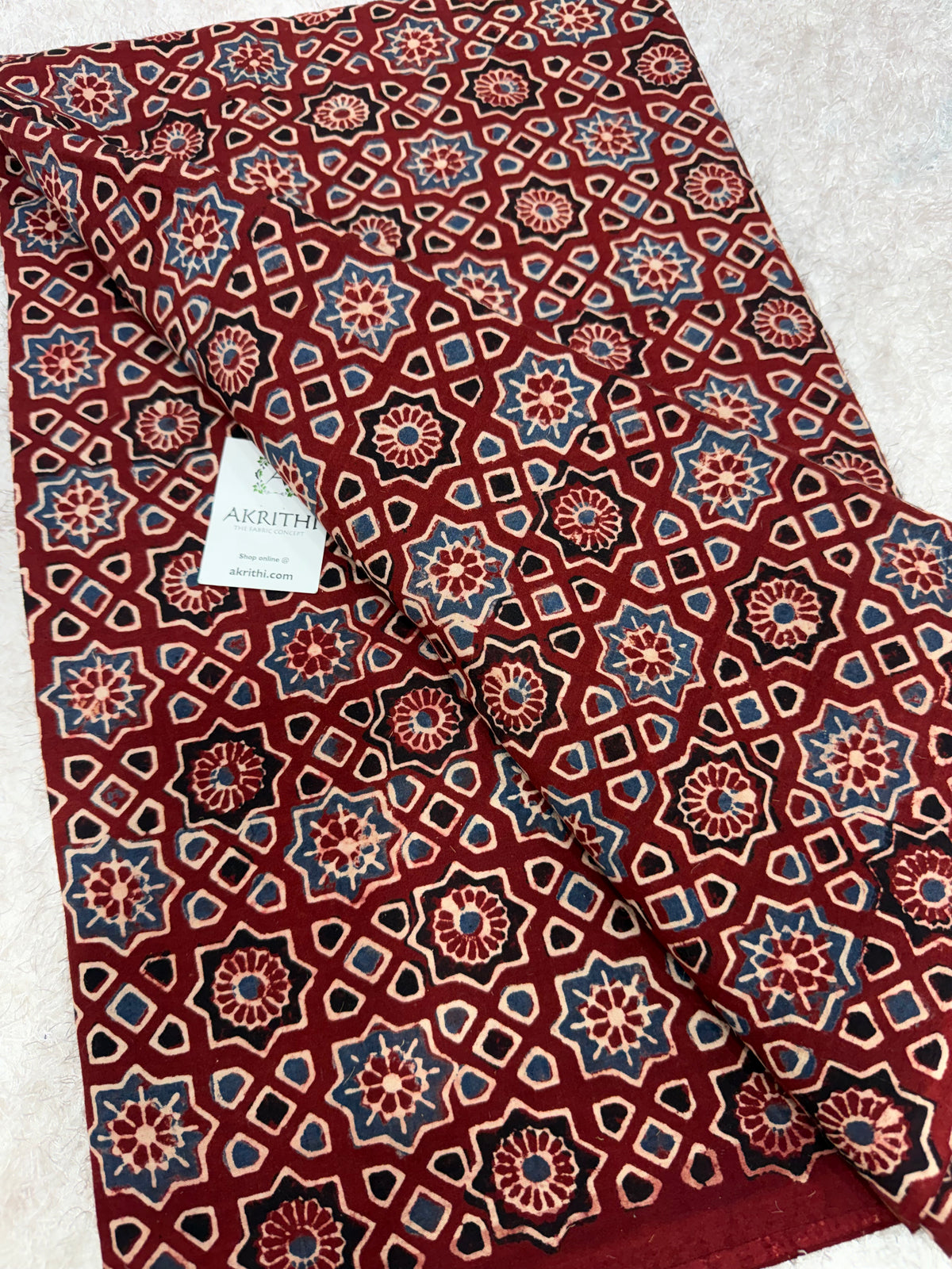 Ajrakh Hand block cotton fabric