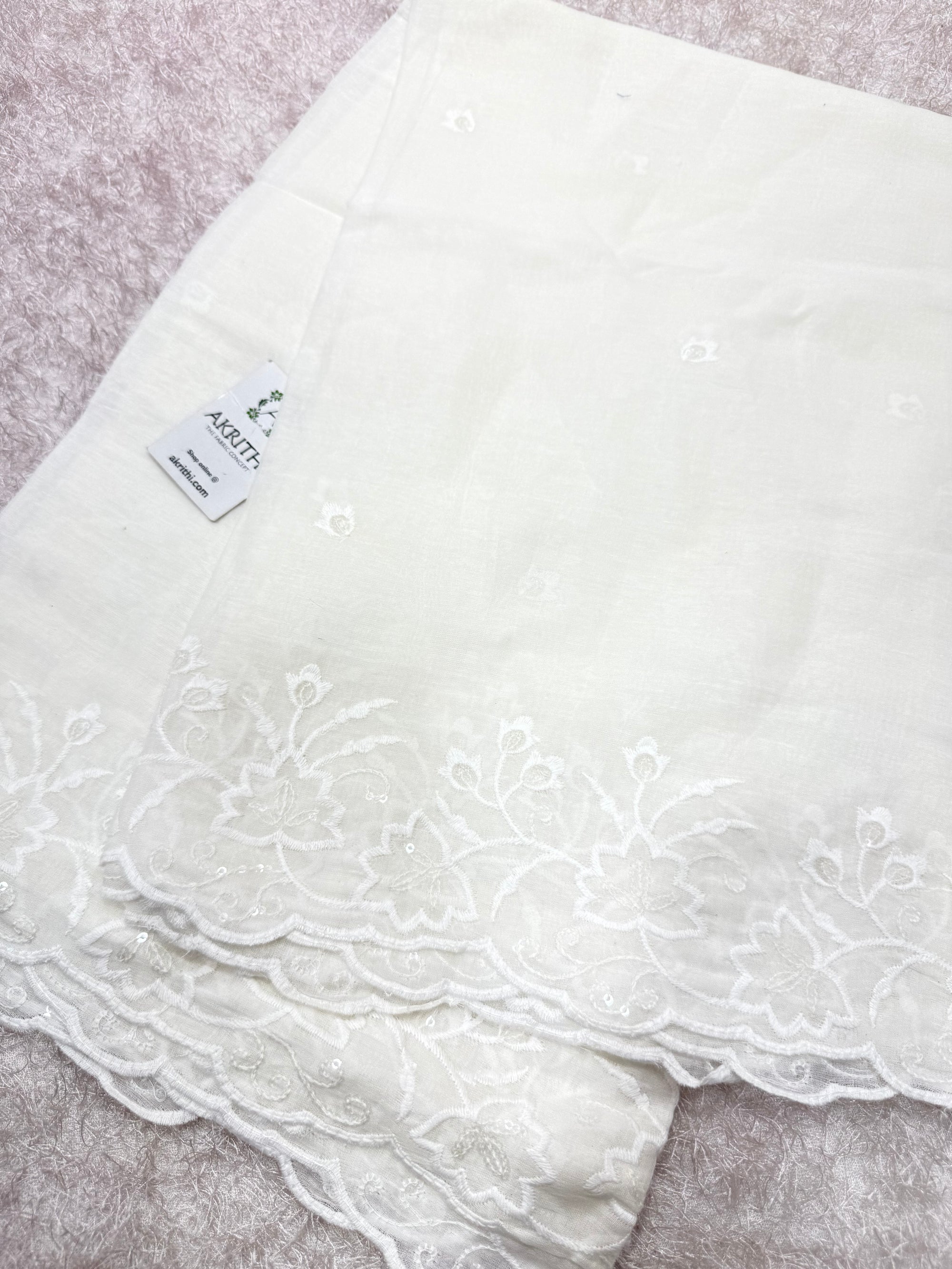 Dyeable embroidered mul cotton dupatta