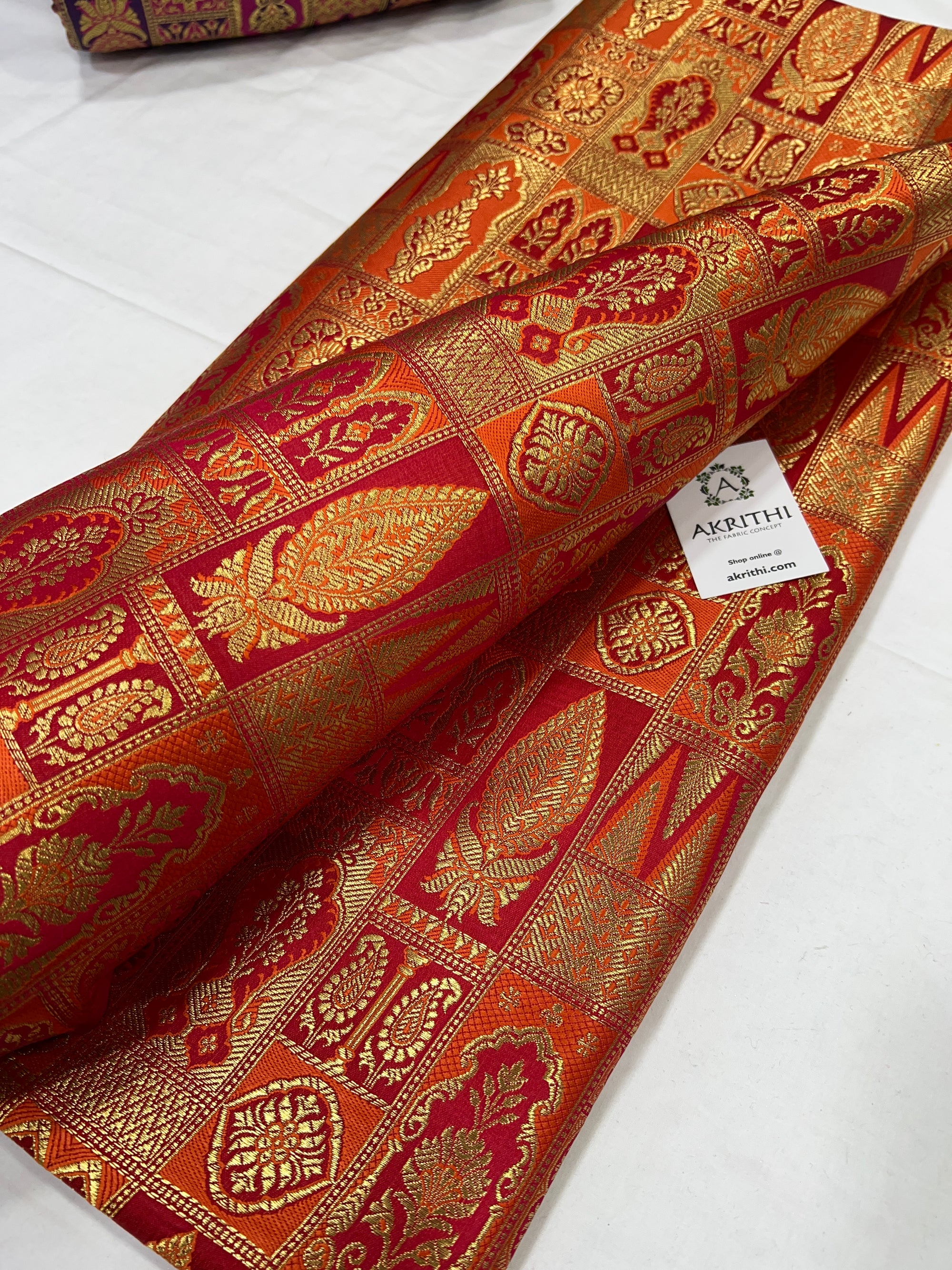 Pure Banarasi brocade fabric 75 cms cut piece