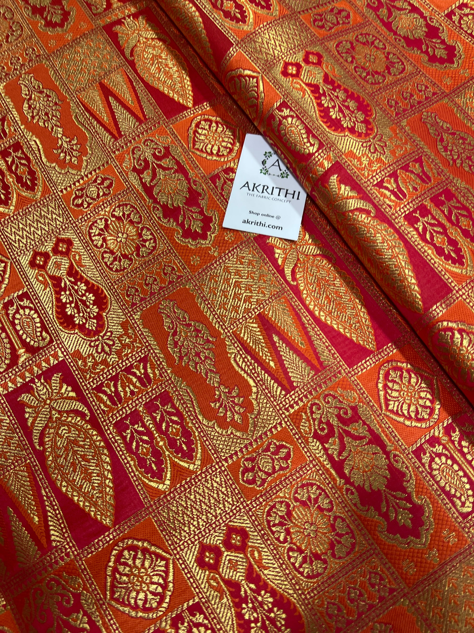 Pure Banarasi brocade fabric 75 cms cut piece