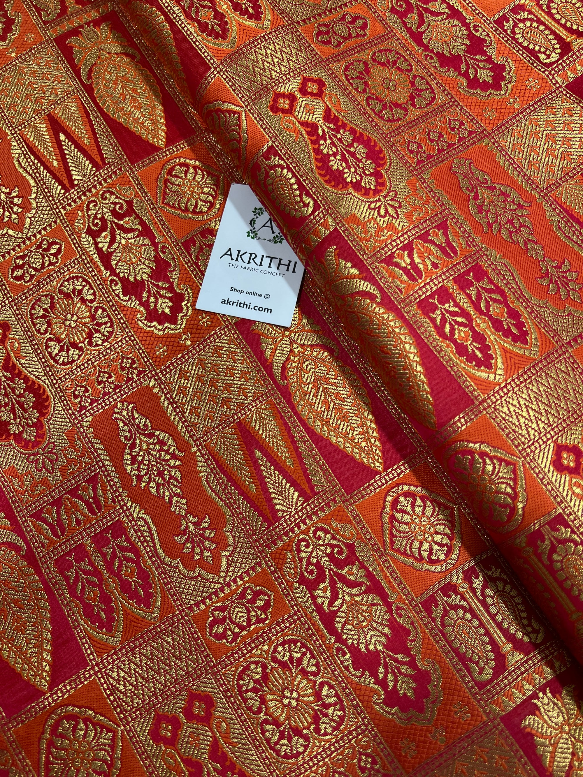 Pure Banarasi brocade fabric 75 cms cut piece