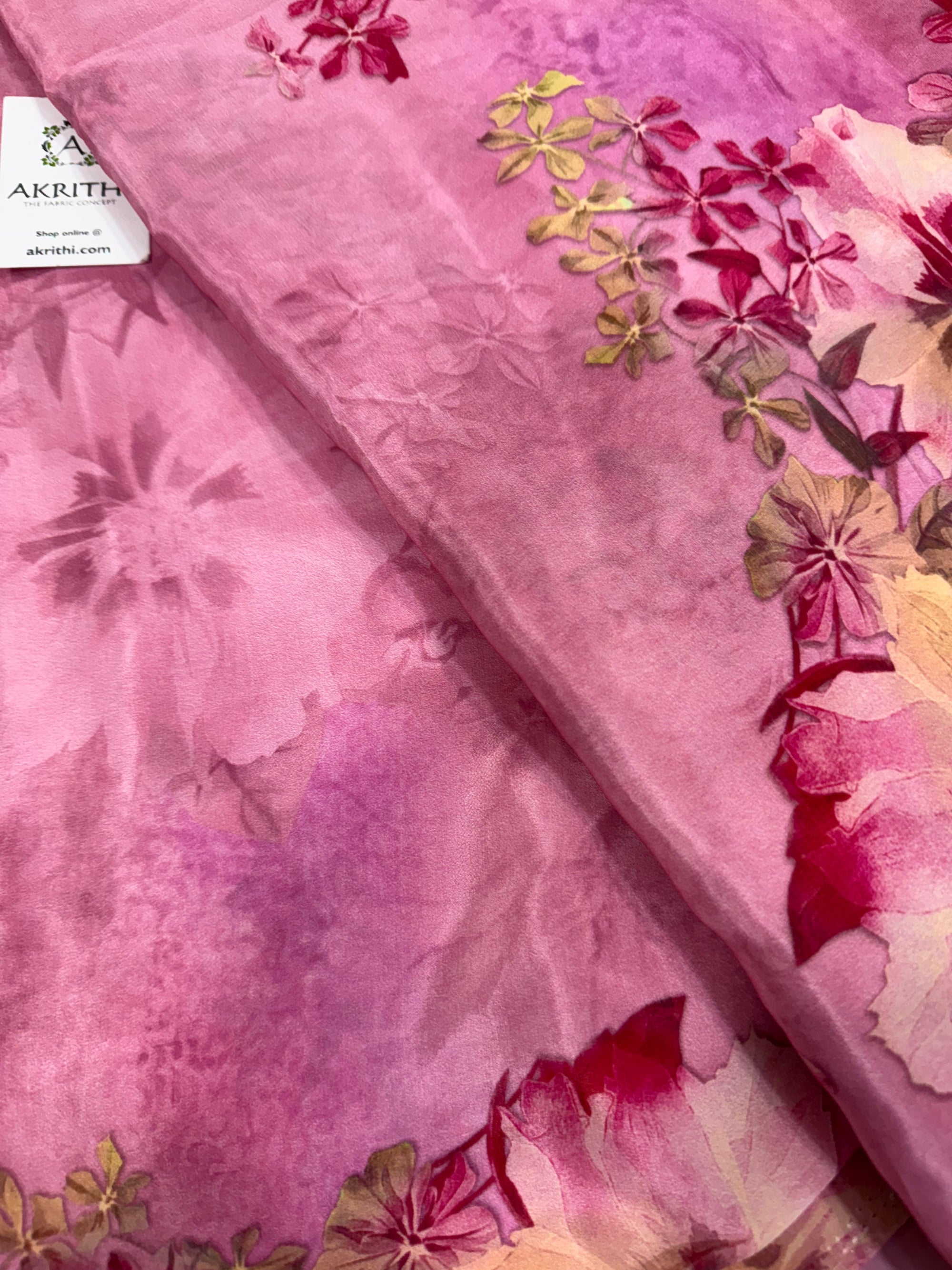 Digital floral printed pure crepe fabric