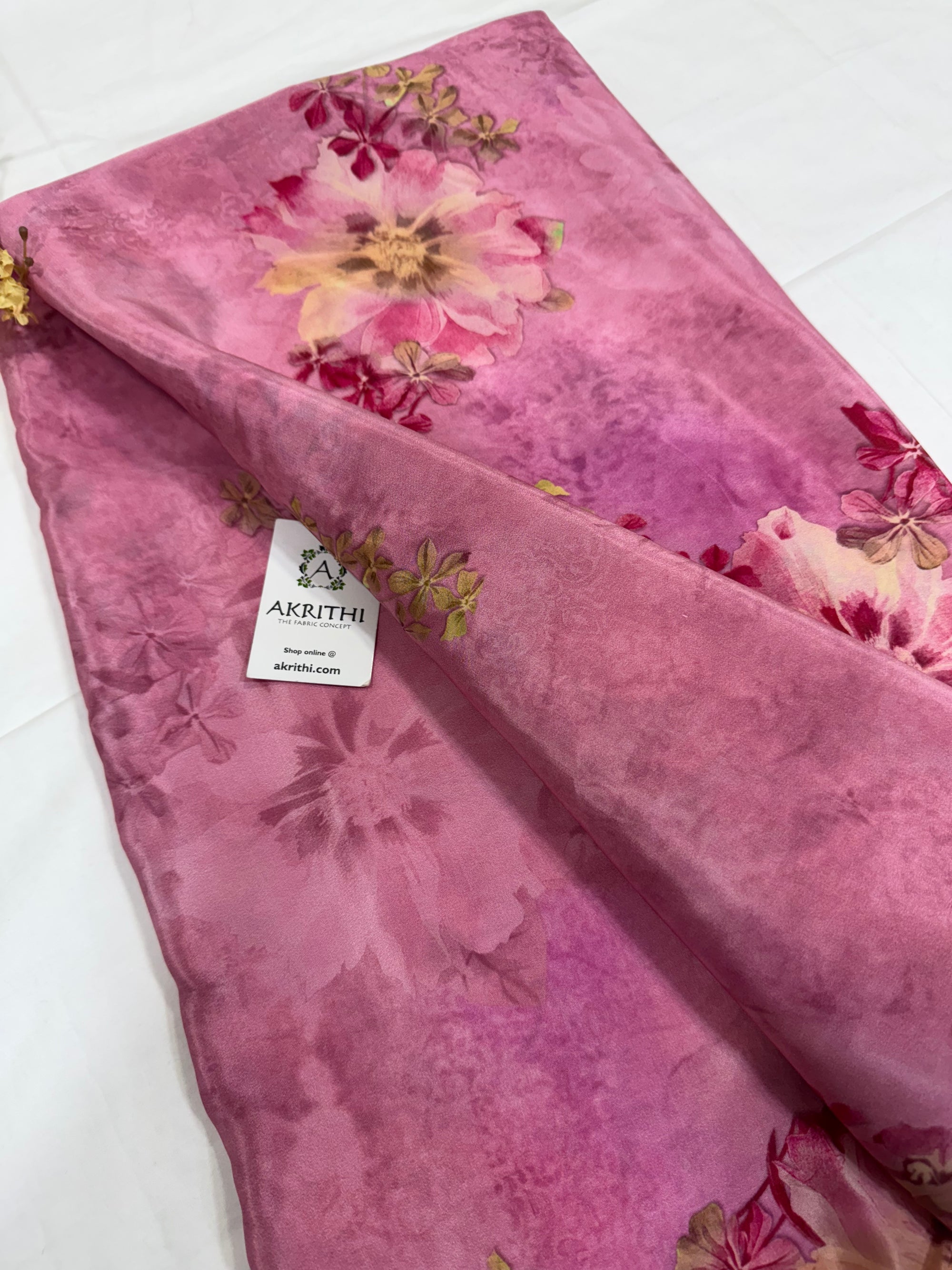 Digital floral printed pure crepe fabric