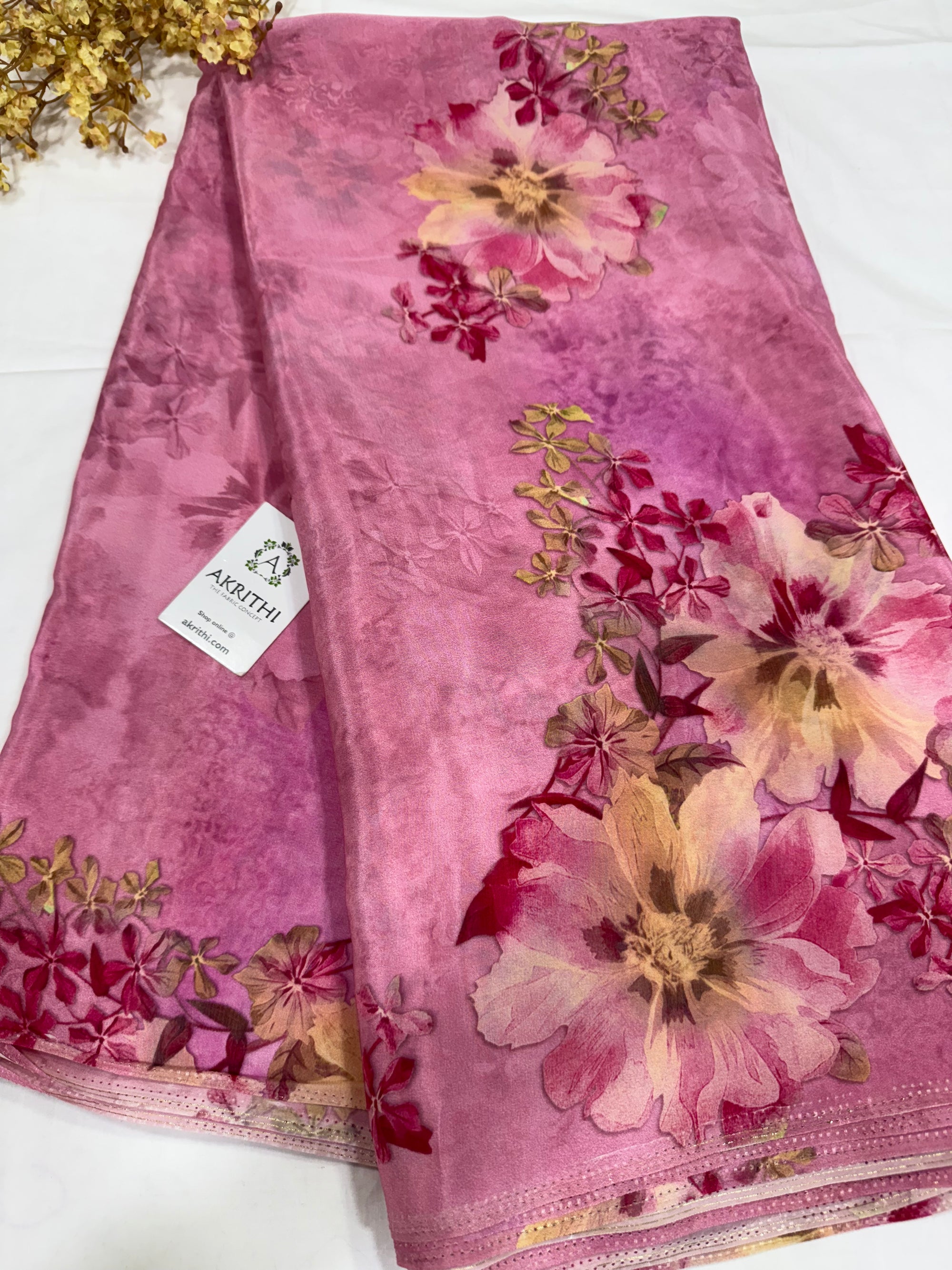 Digital floral printed pure crepe fabric