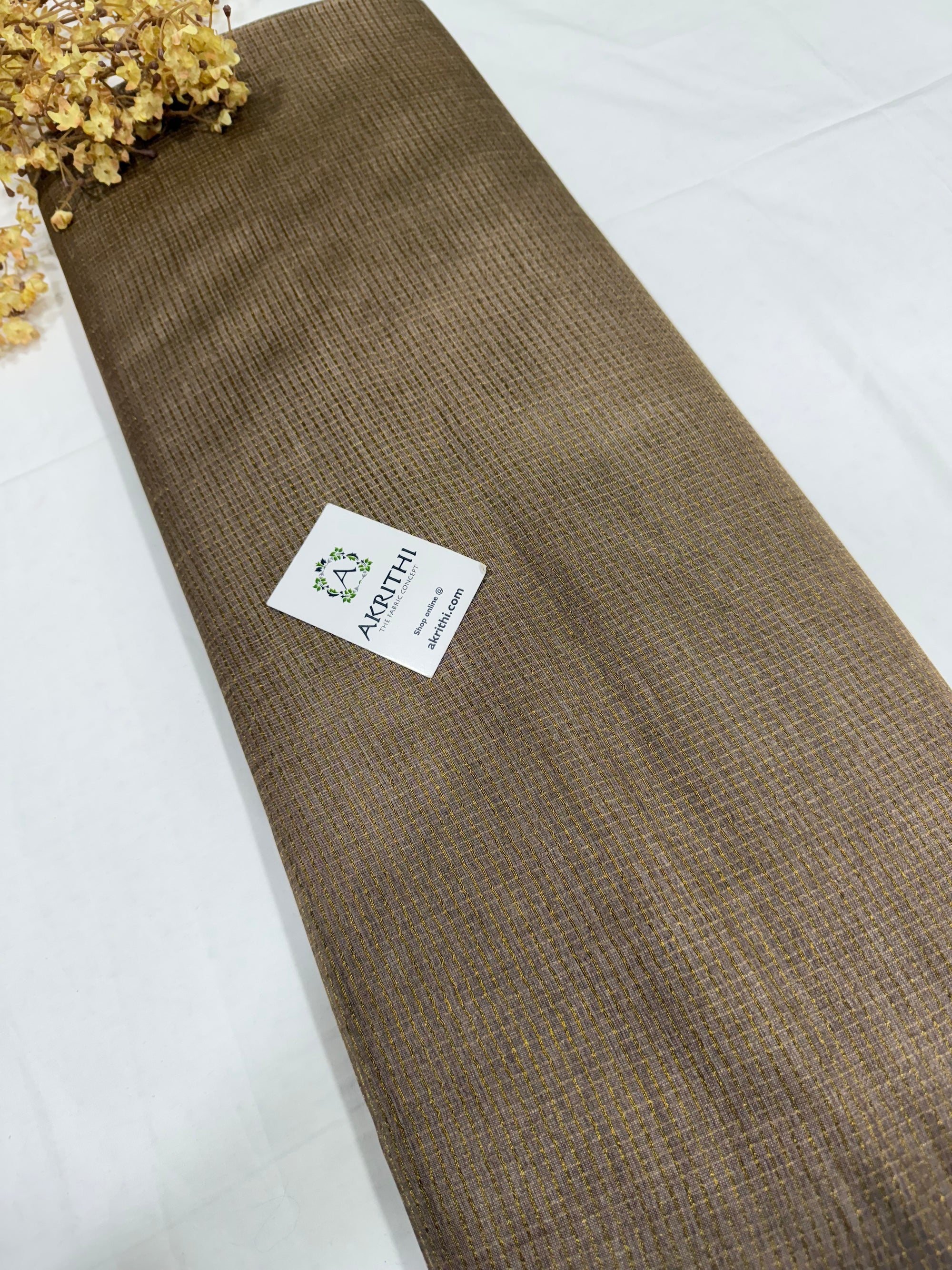 GOLD TISSUE CHECKS PURE TUSSAR SILK FABRIC