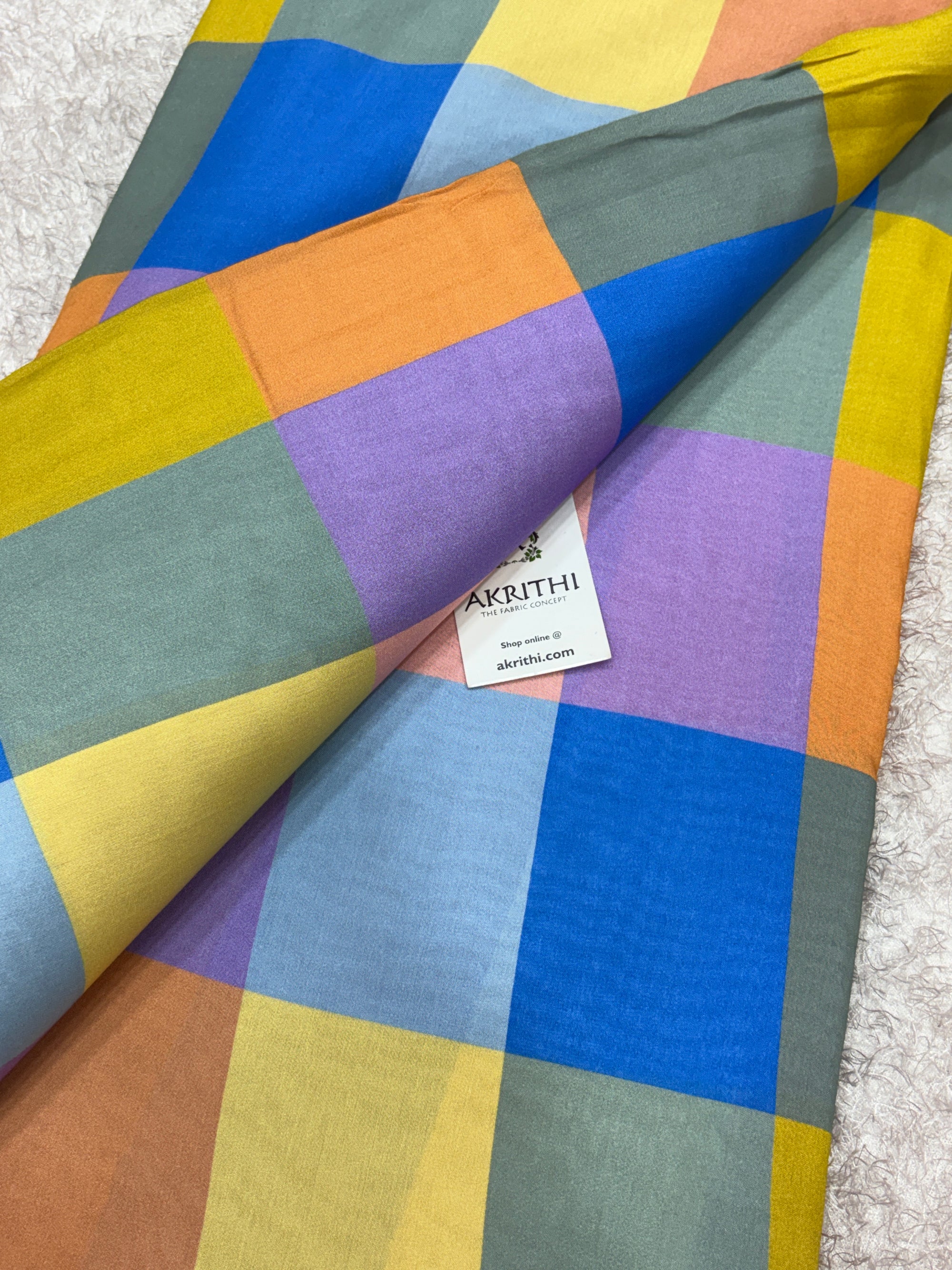 Printed madras checks muslin fabric