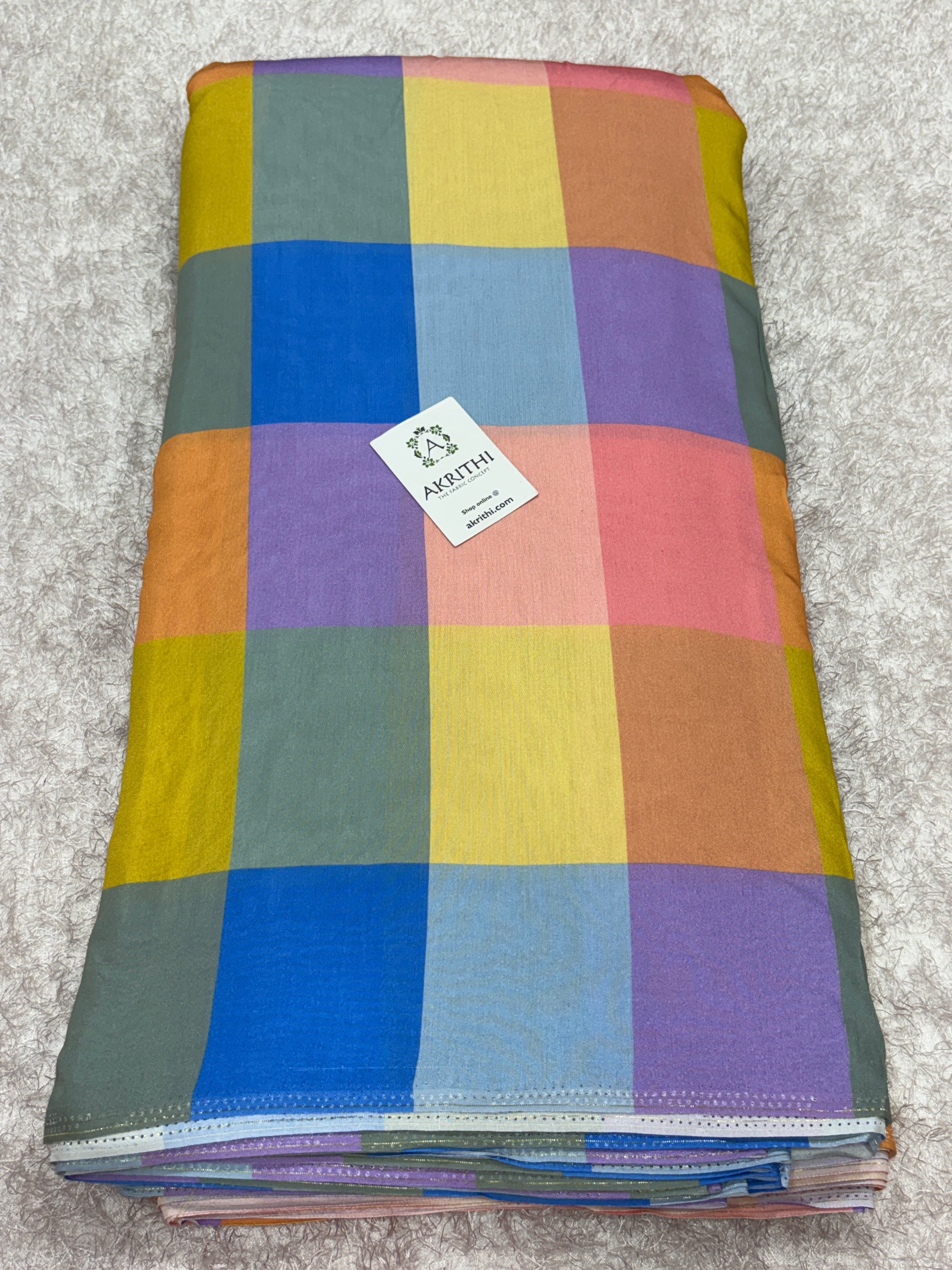 Printed madras checks muslin fabric