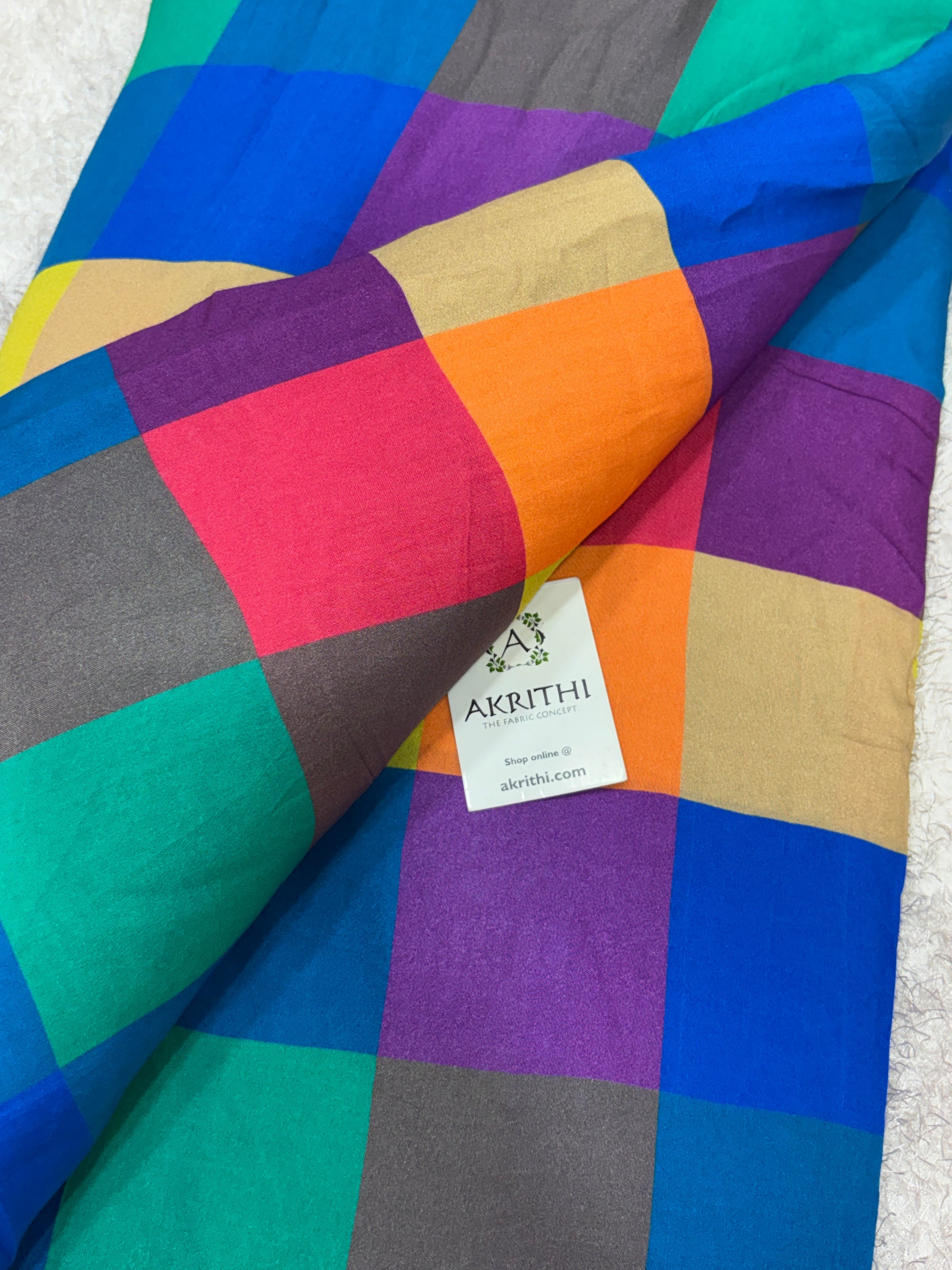 Printed madras checks muslin fabric
