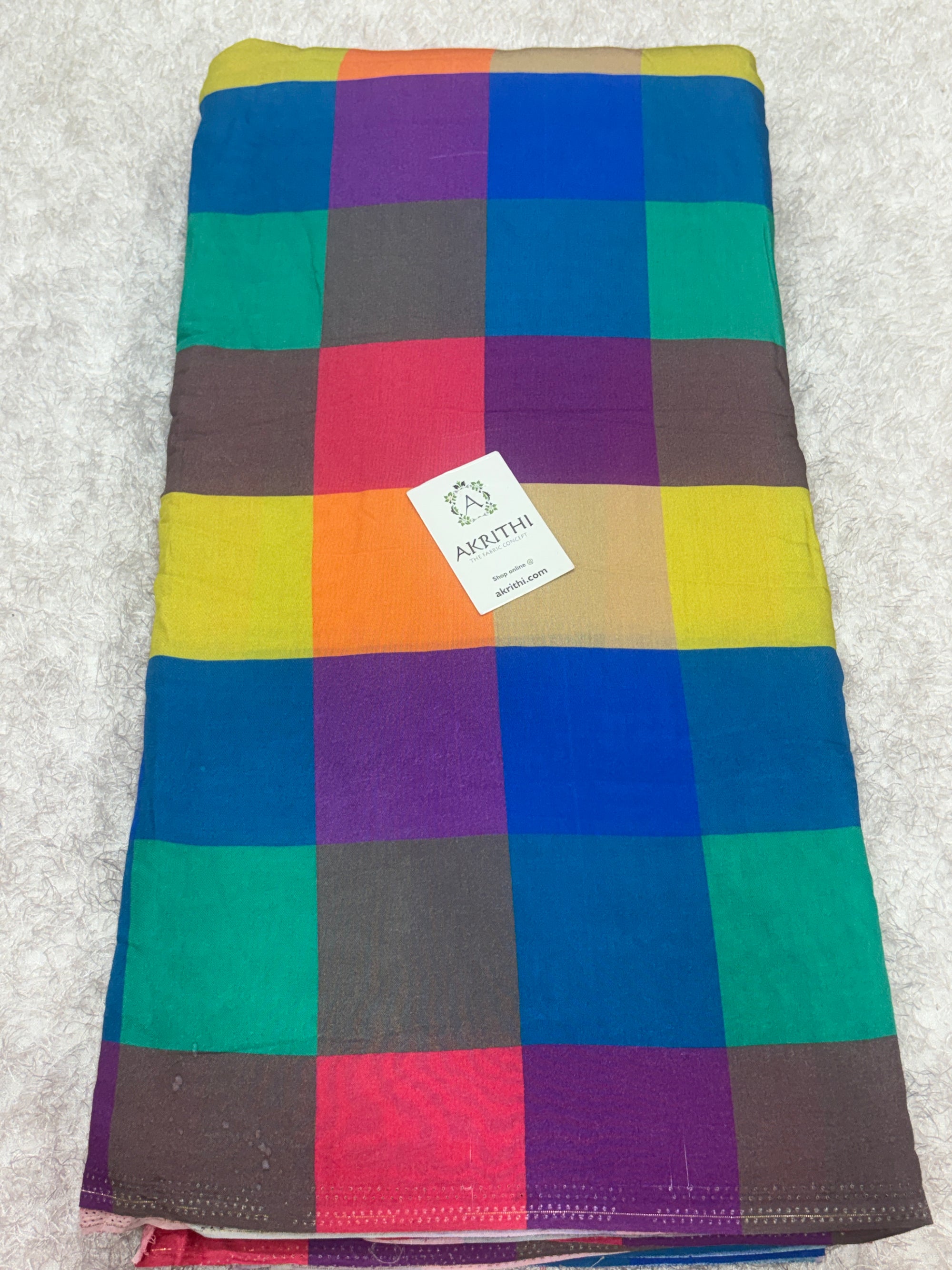 Printed madras checks muslin fabric