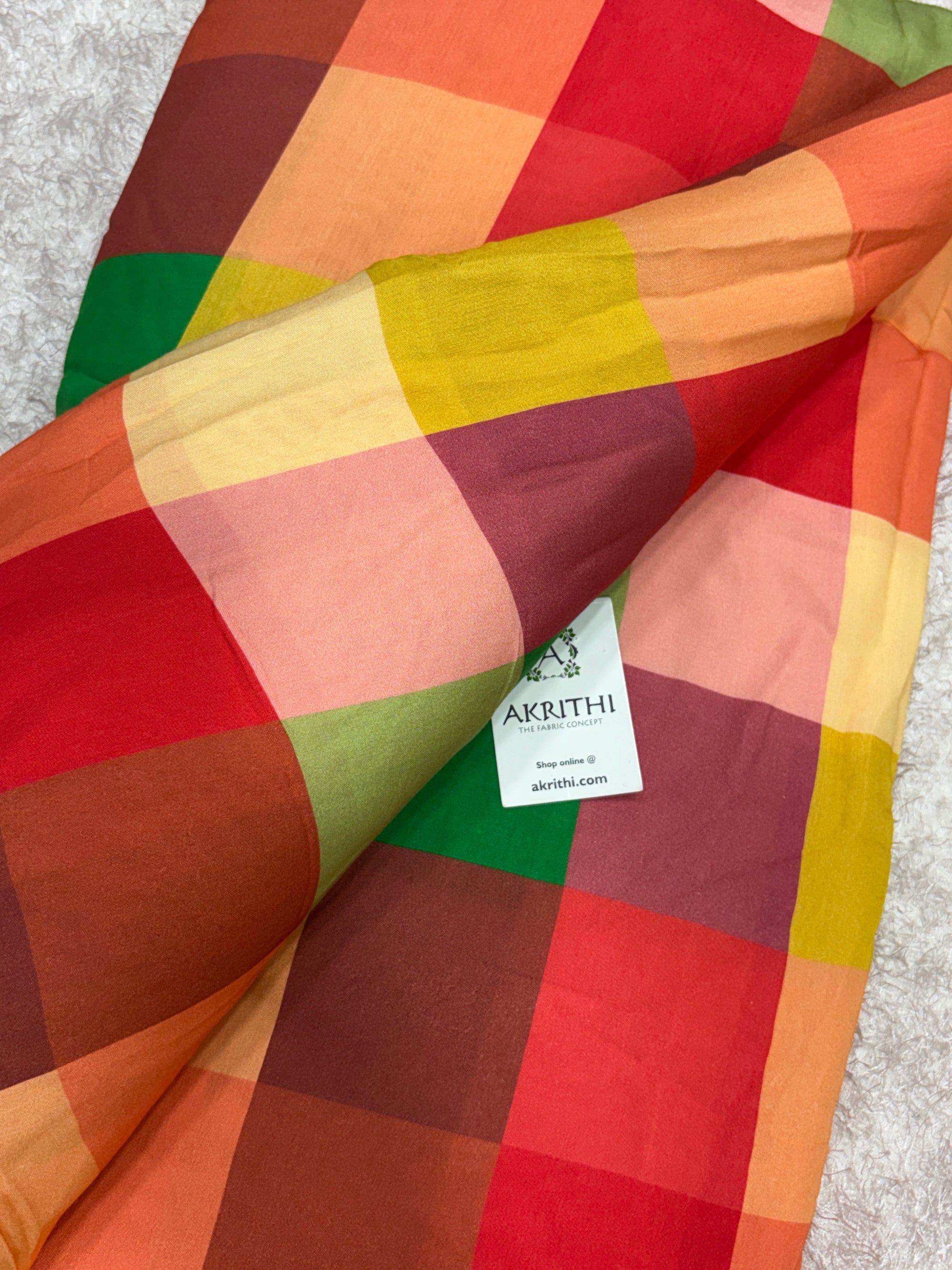 Printed madras checks muslin fabric
