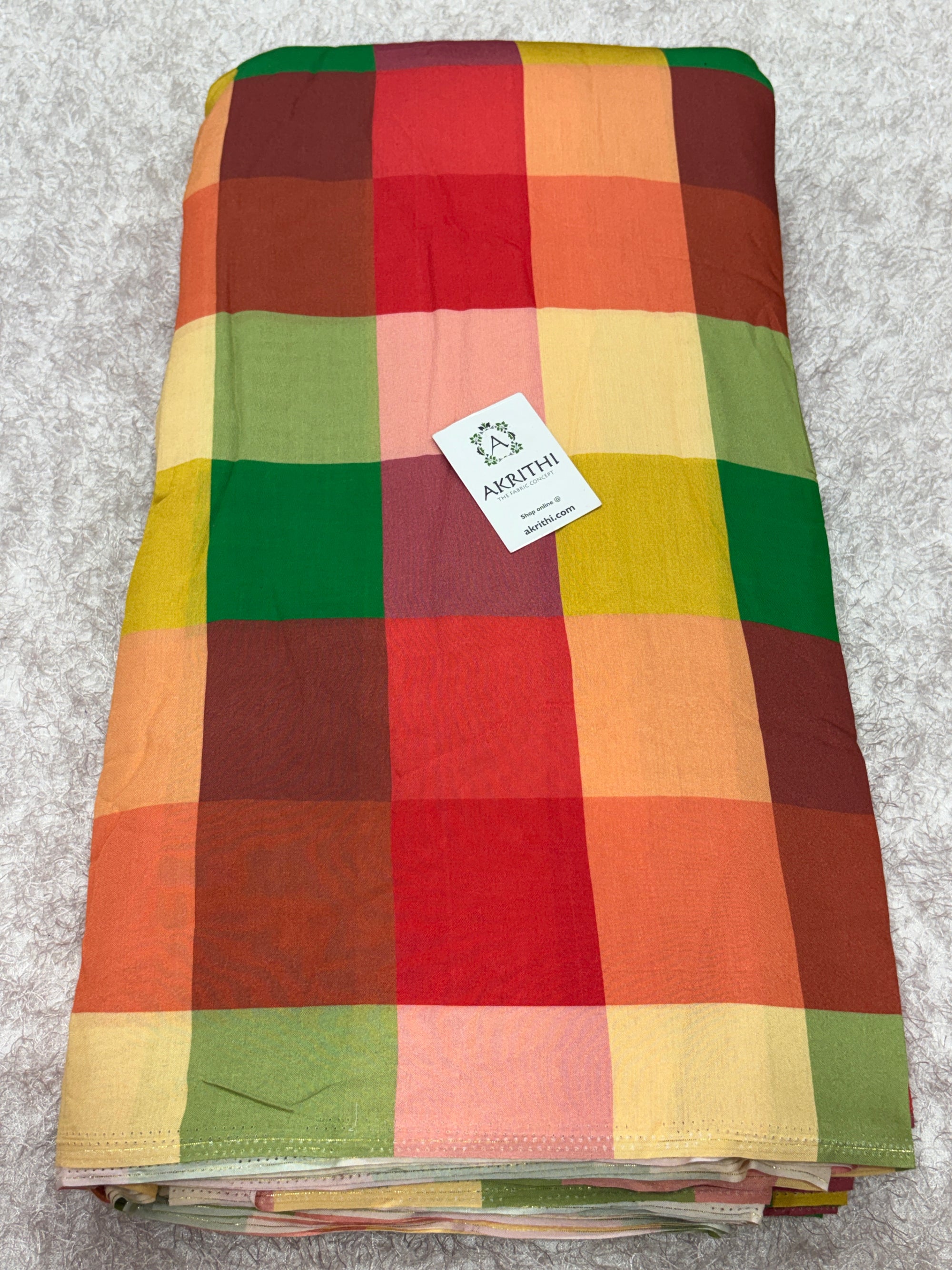Printed madras checks muslin fabric