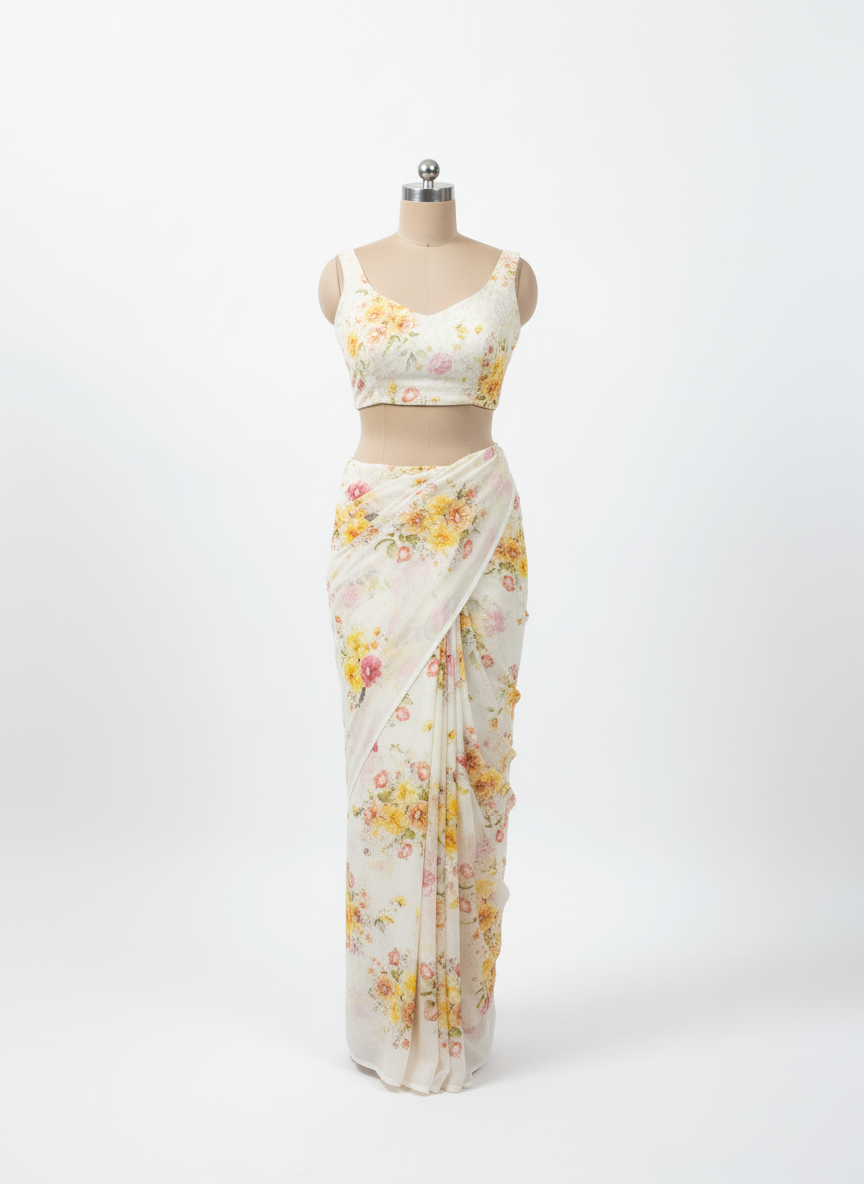 Digital Printed pure georgette saree