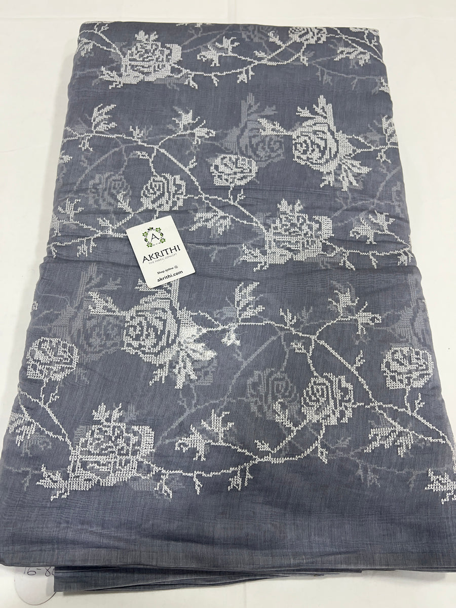 HANDLOOM MUL CHANDERI EMBROIDERED FABRIC