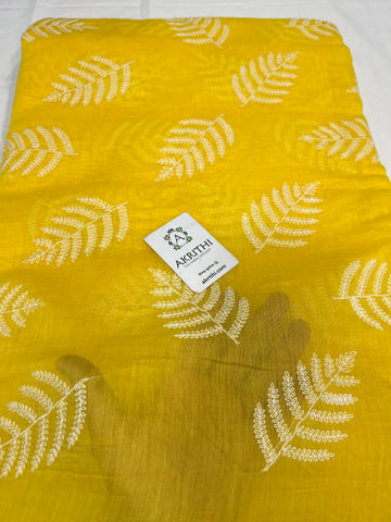 HANDLOOM MUL CHANDERI EMBROIDERED FABRIC