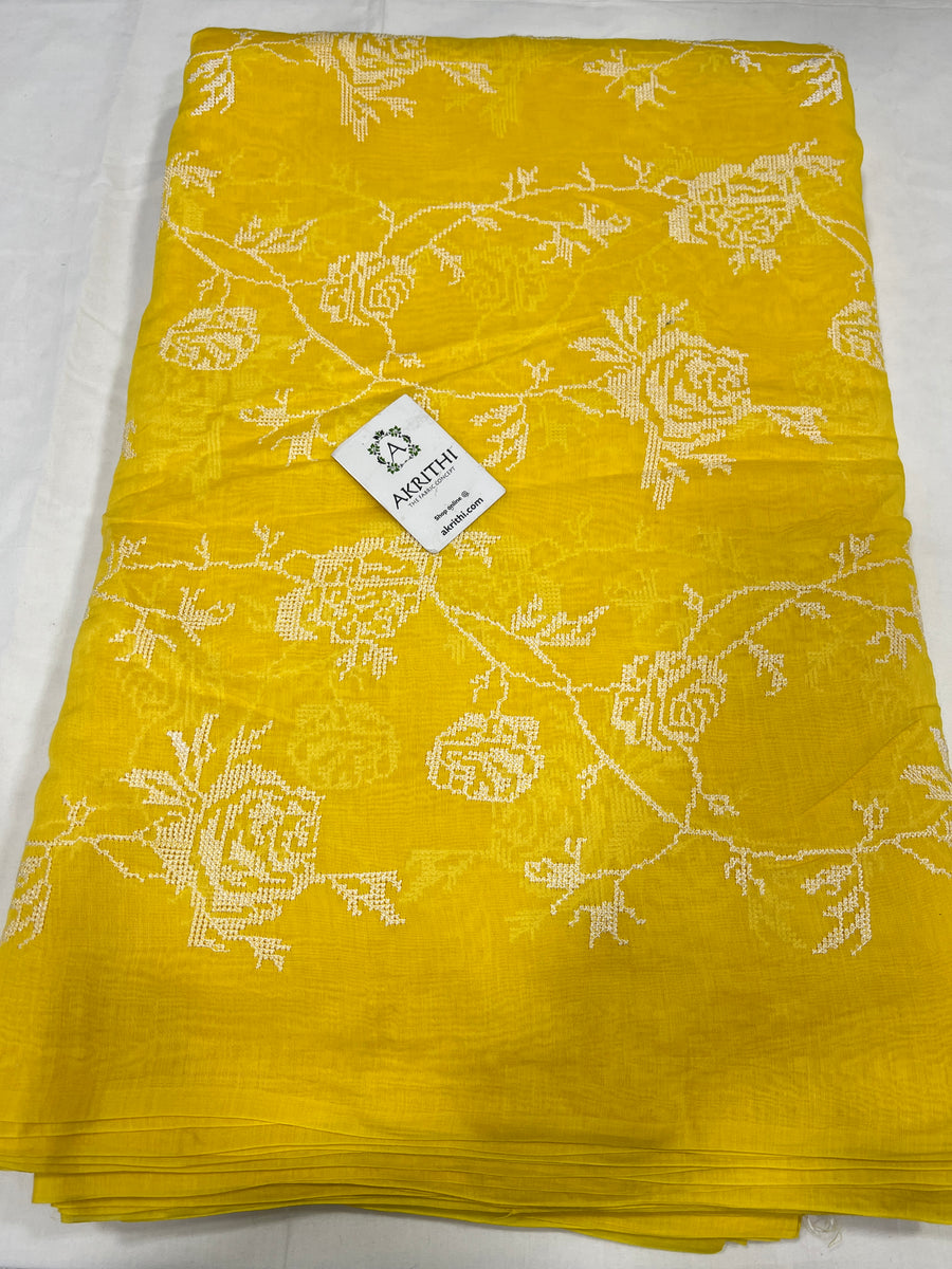 HANDLOOM MUL CHANDERI EMBROIDERED FABRIC