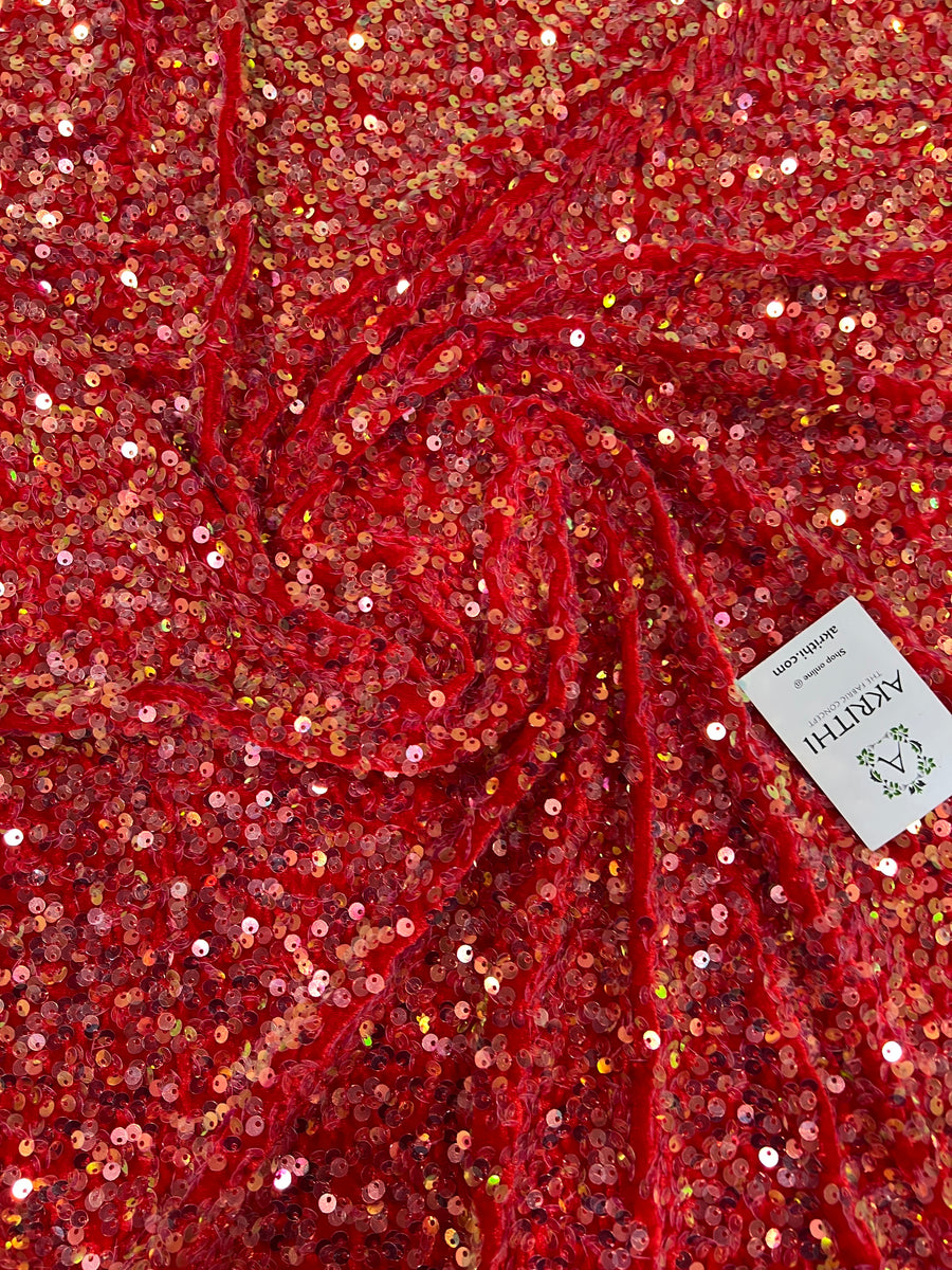 Sequins on velvet fabric