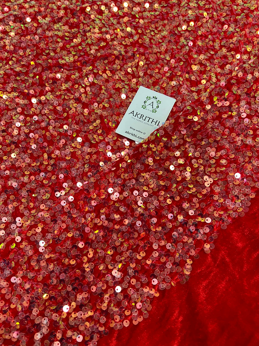 Sequins on velvet fabric