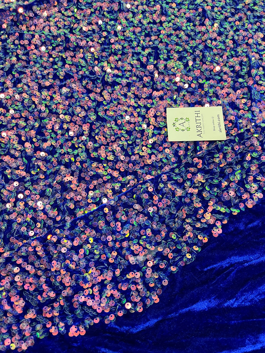 Sequins on velvet fabric