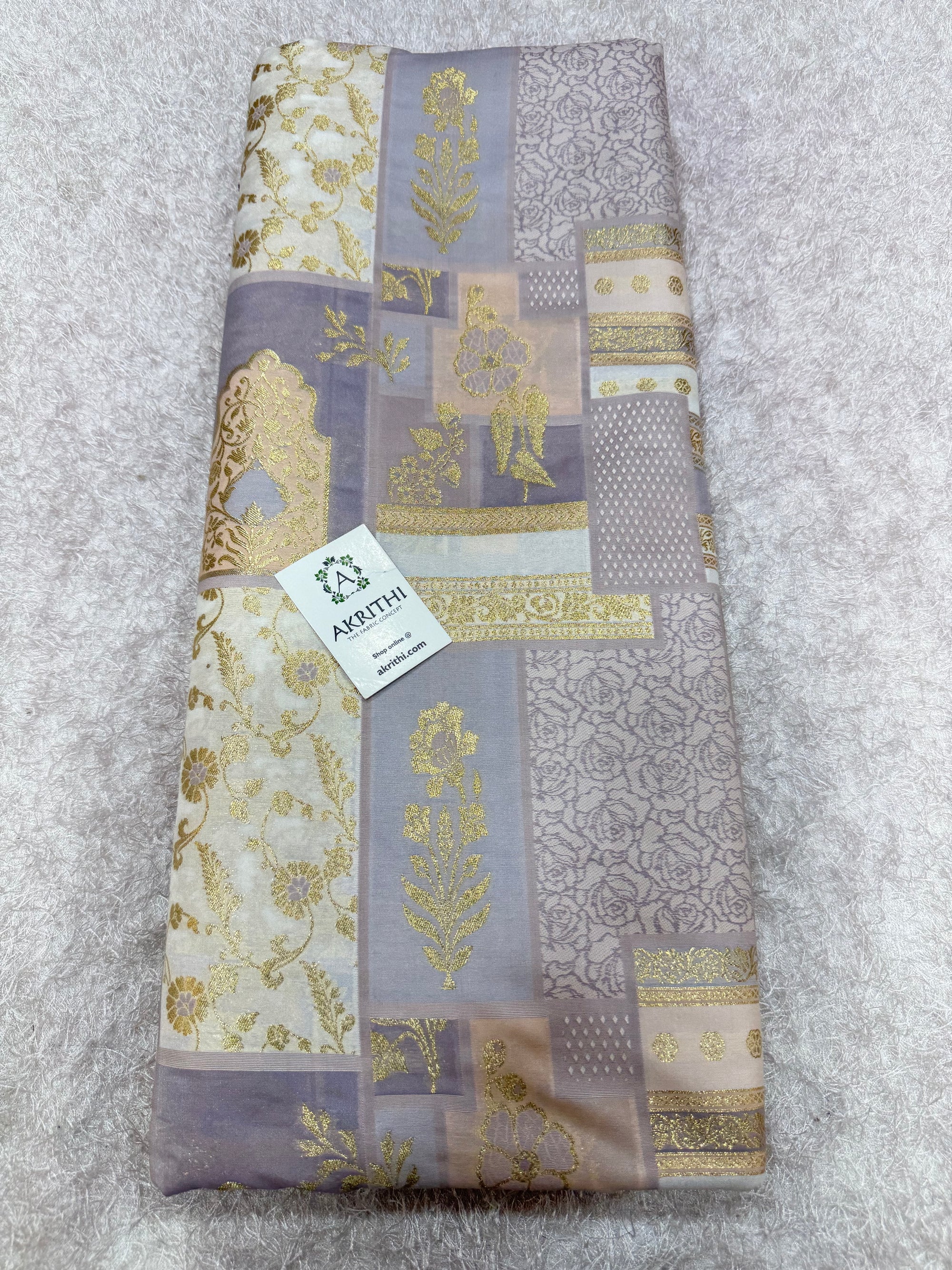 Multicoloured Pure Banarasi brocade fabric