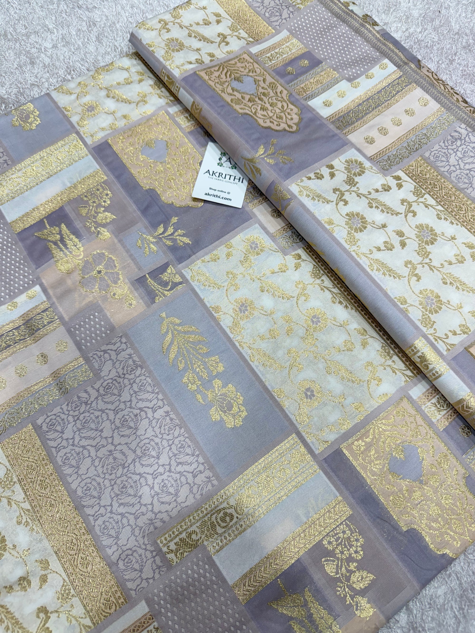 Multicoloured Pure Banarasi brocade fabric