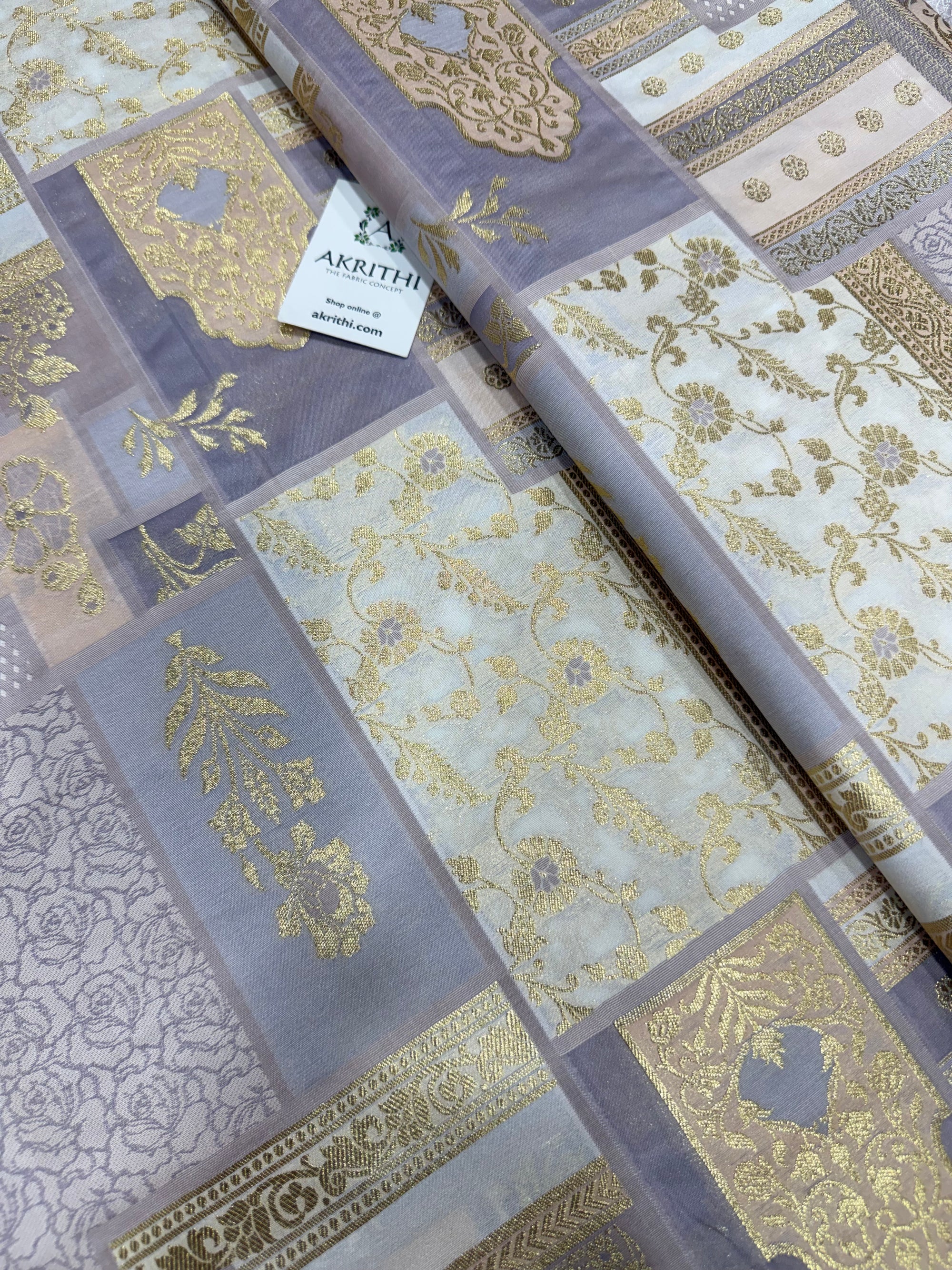 Multicoloured Pure Banarasi brocade fabric