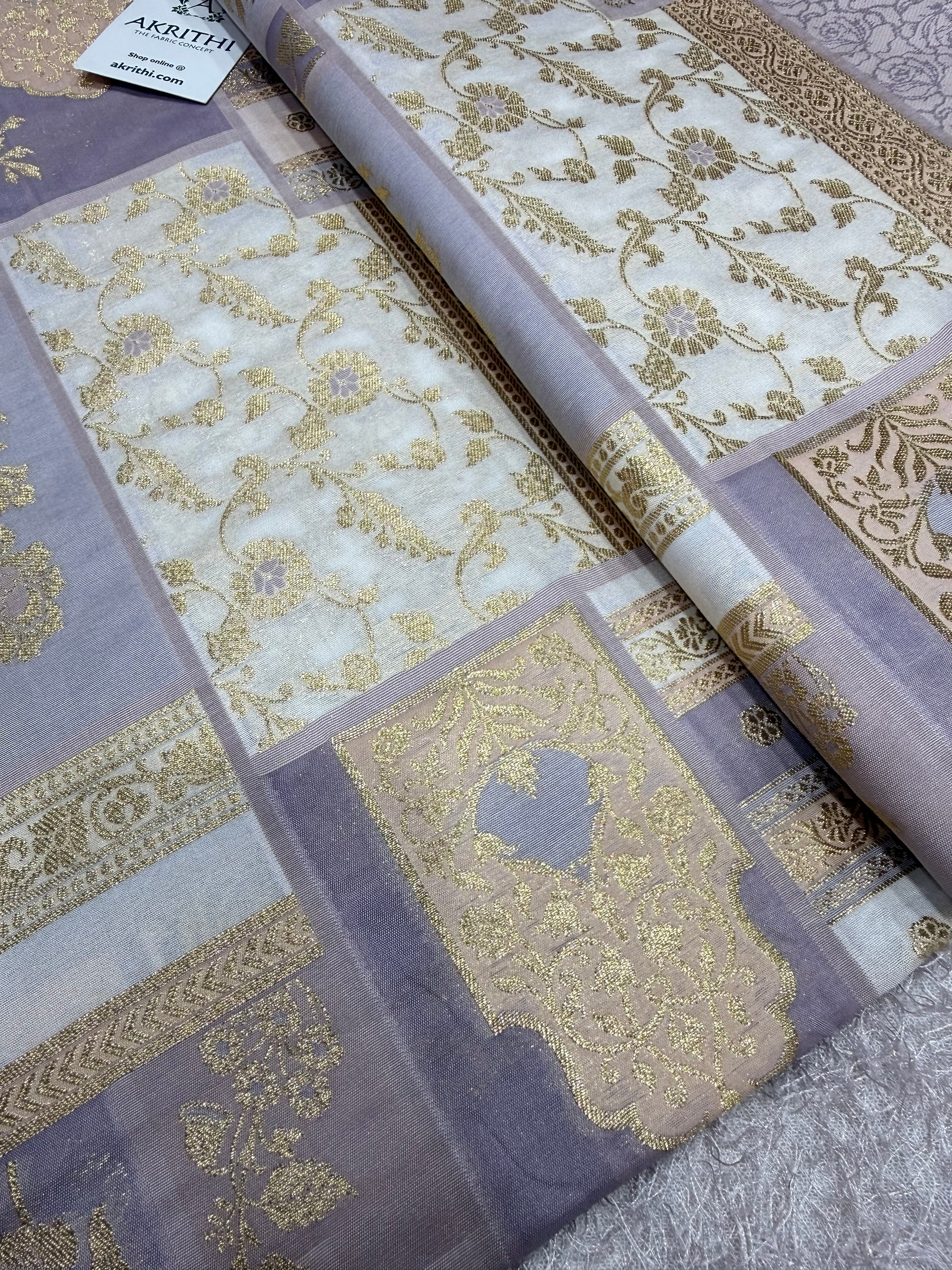 Multicoloured Pure Banarasi brocade fabric