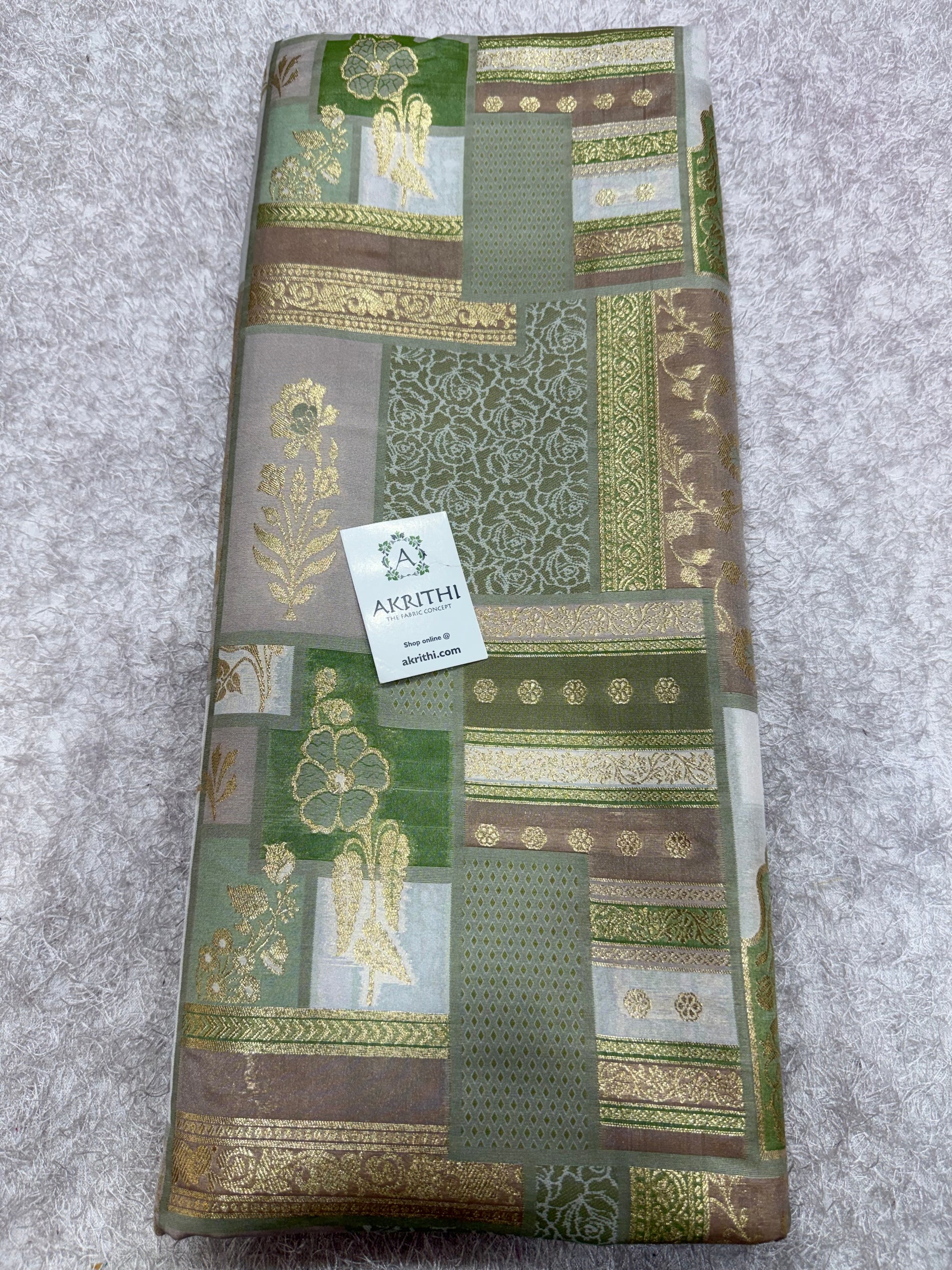 Multicoloured Pure Banarasi brocade fabric