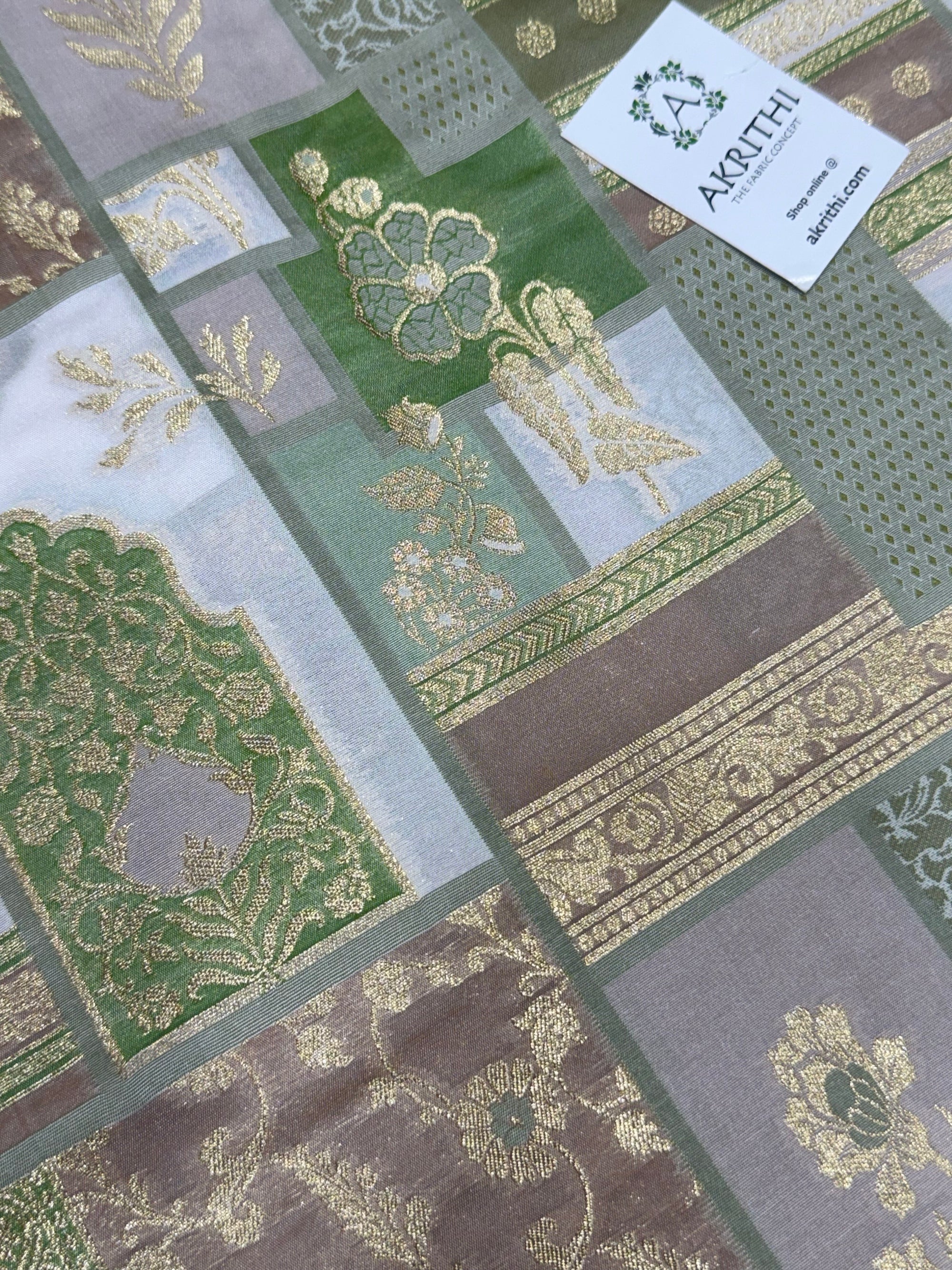 Multicoloured Pure Banarasi brocade fabric
