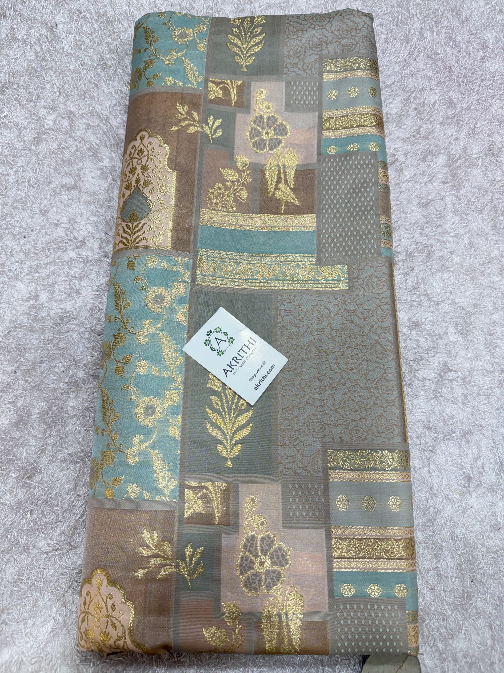 Multicoloured Pure Banarasi brocade fabric