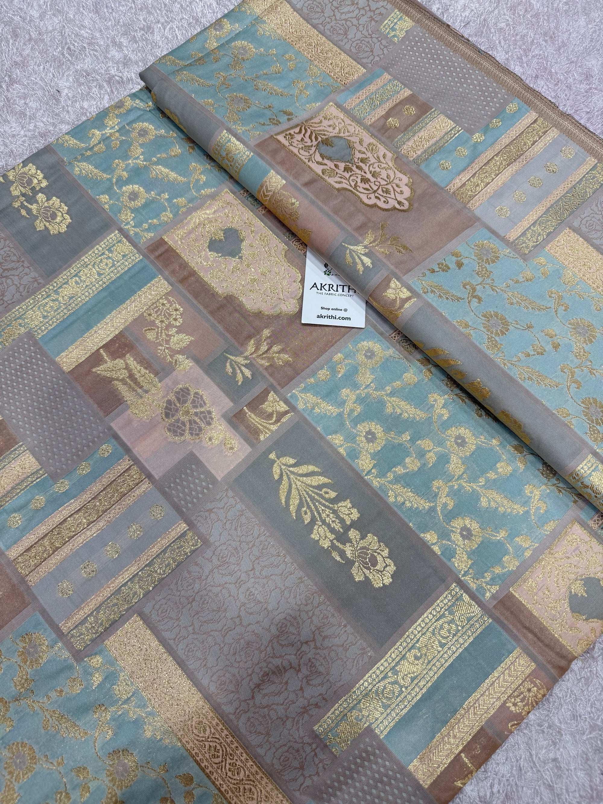 Multicoloured Pure Banarasi brocade fabric