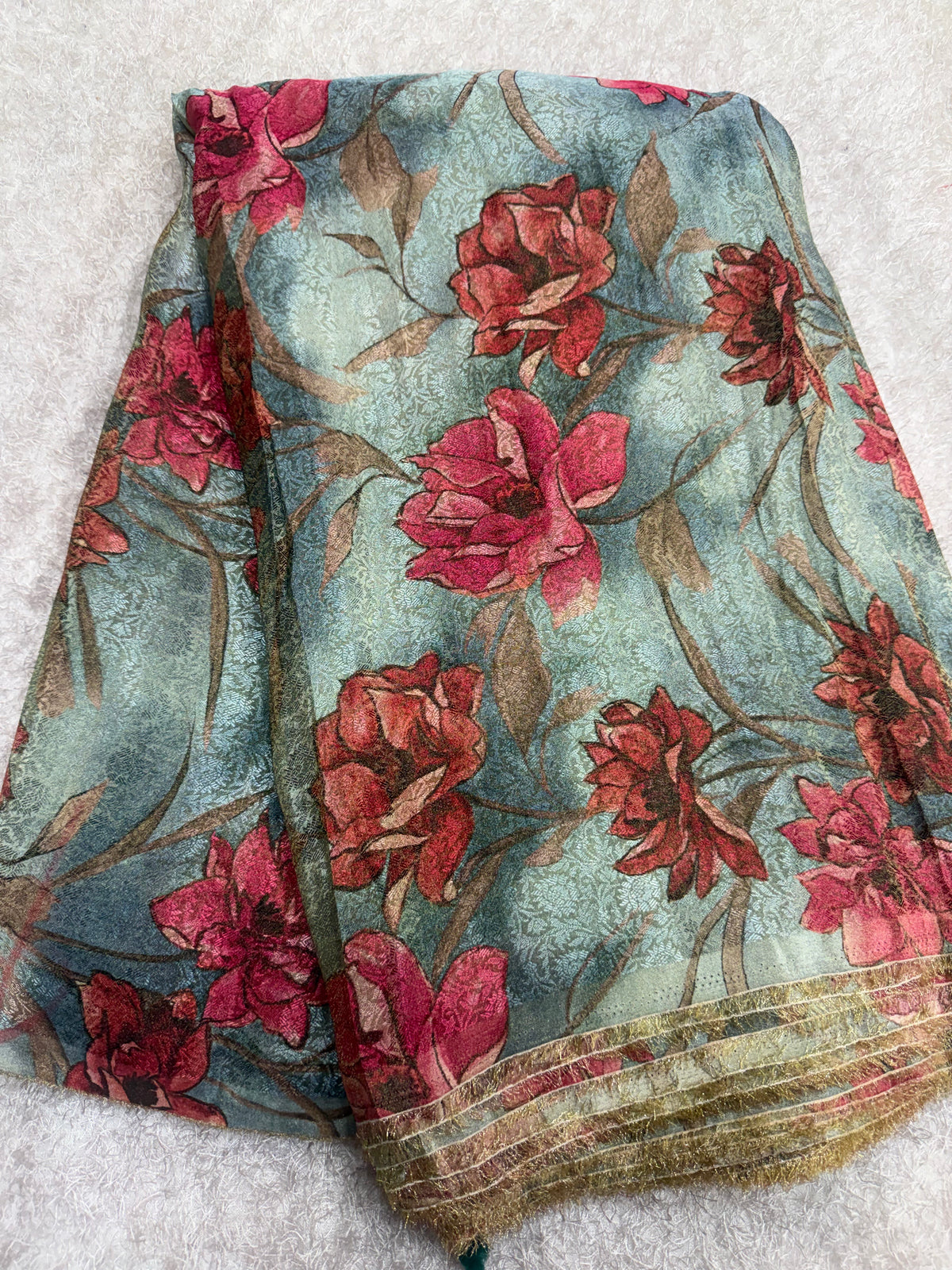 Printed pure tissue viscose muslin jacquard fabric