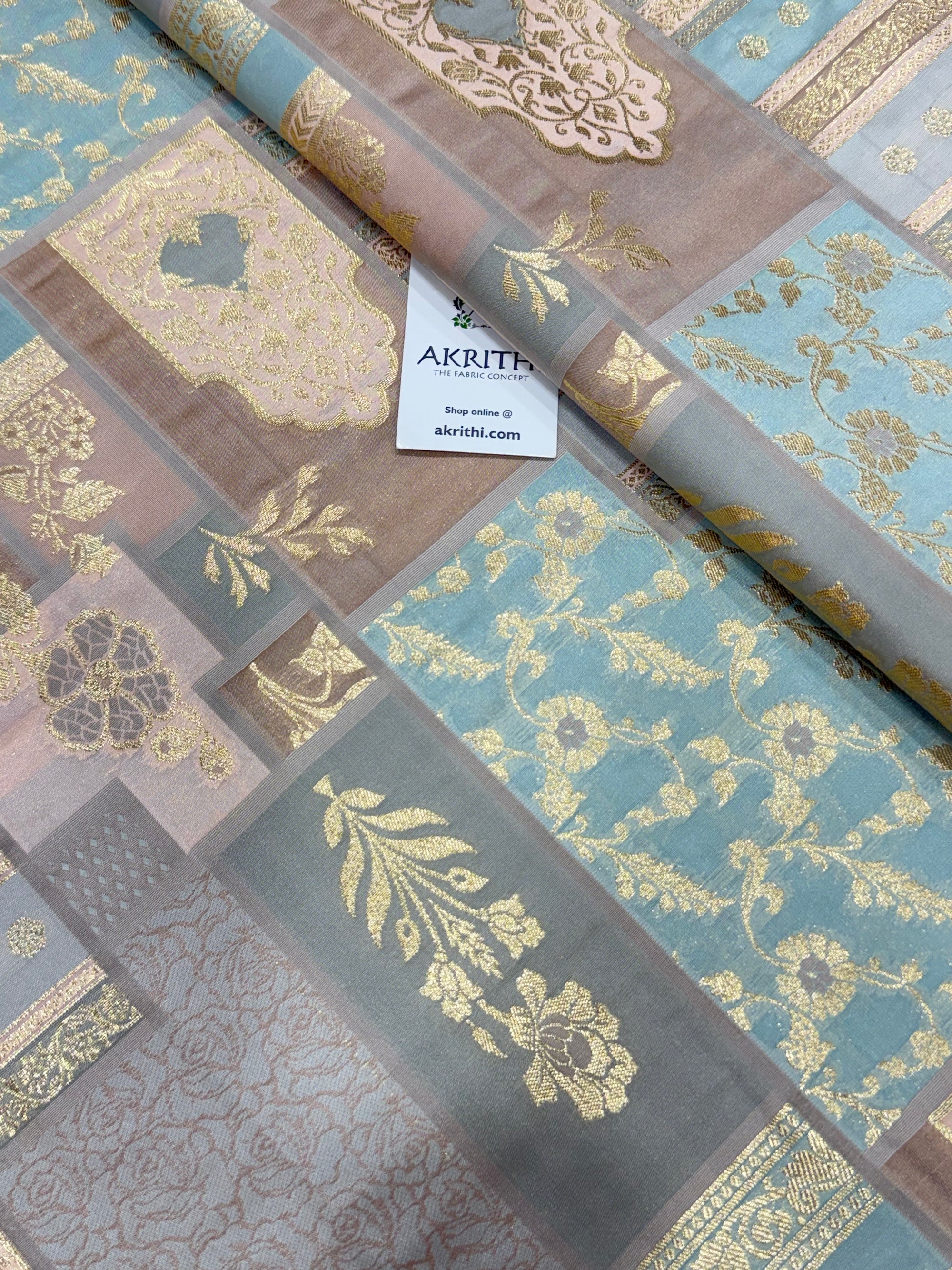 Multicoloured Pure Banarasi brocade fabric