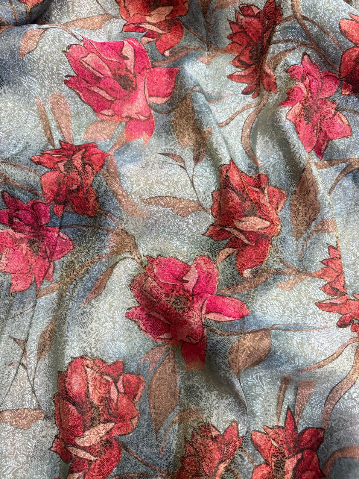 Printed pure tissue viscose muslin jacquard fabric