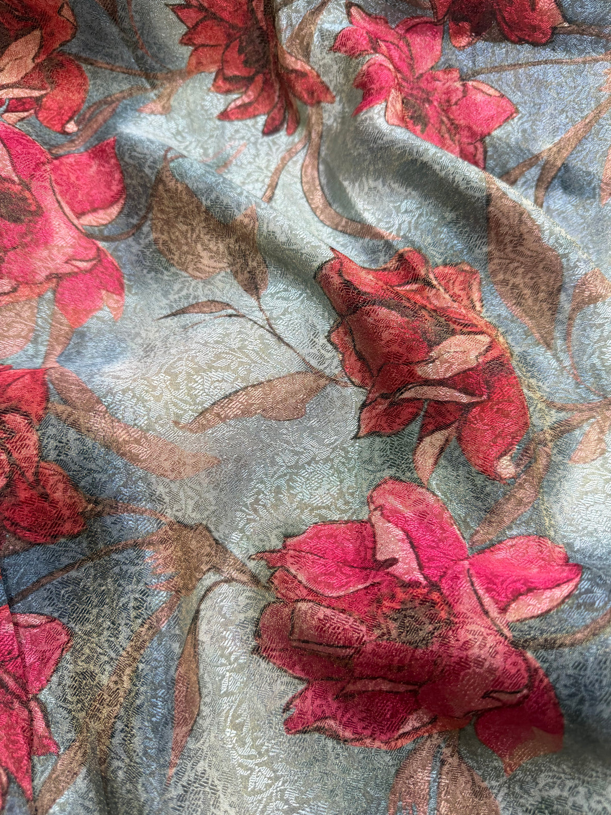 Printed pure tissue viscose muslin jacquard fabric