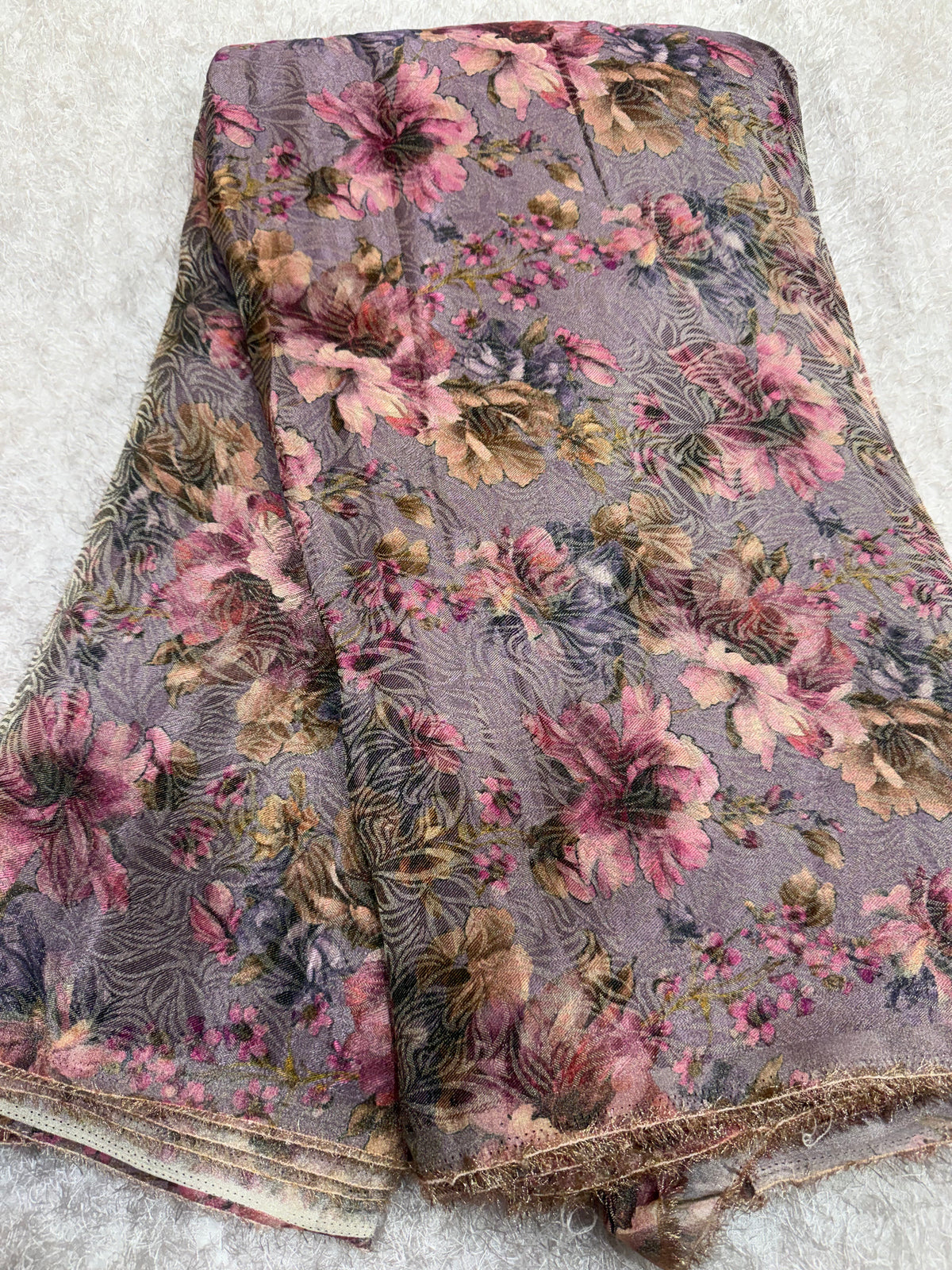 Printed pure tissue viscose muslin jacquard fabric