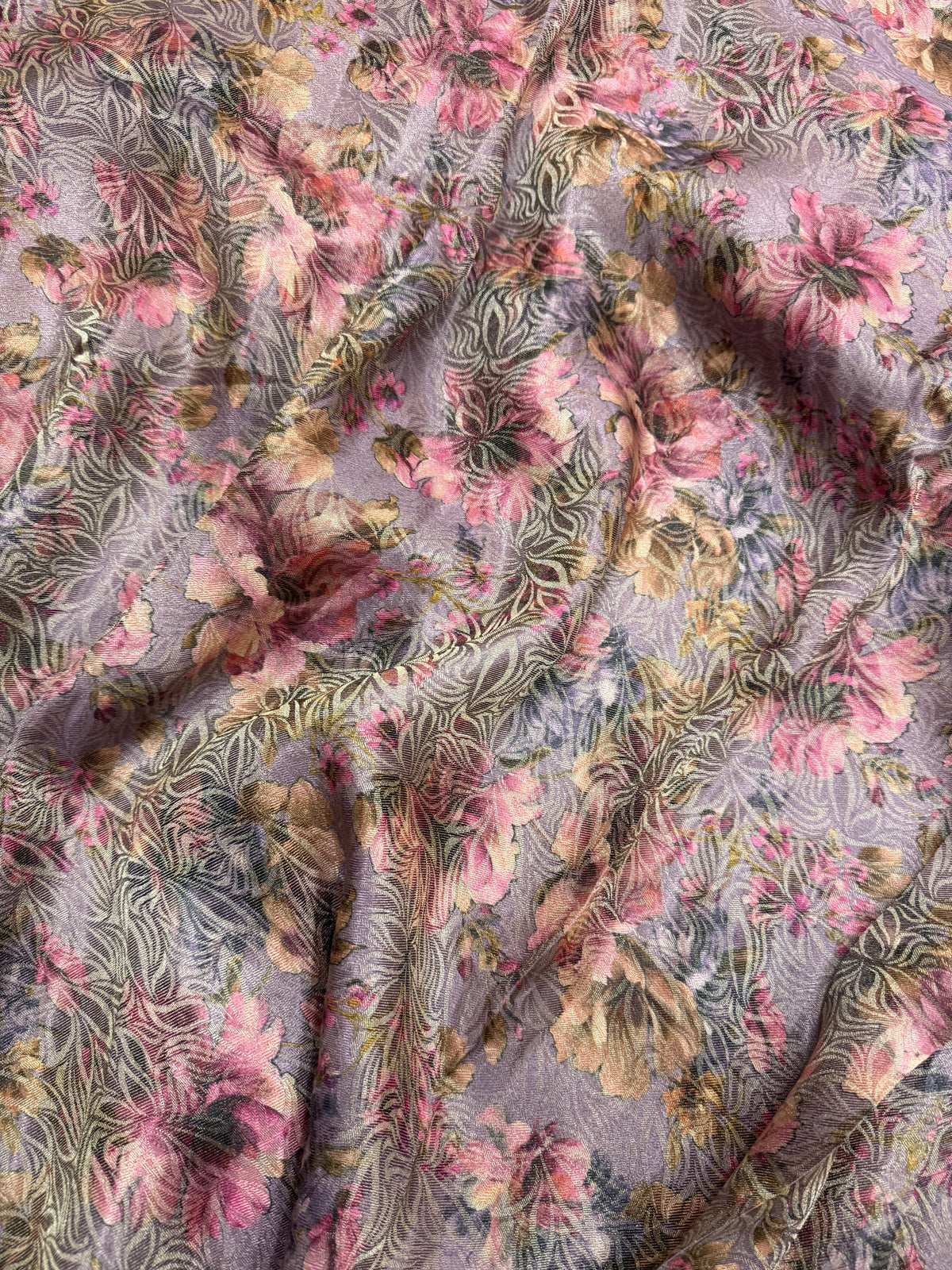 Printed pure tissue viscose muslin jacquard fabric