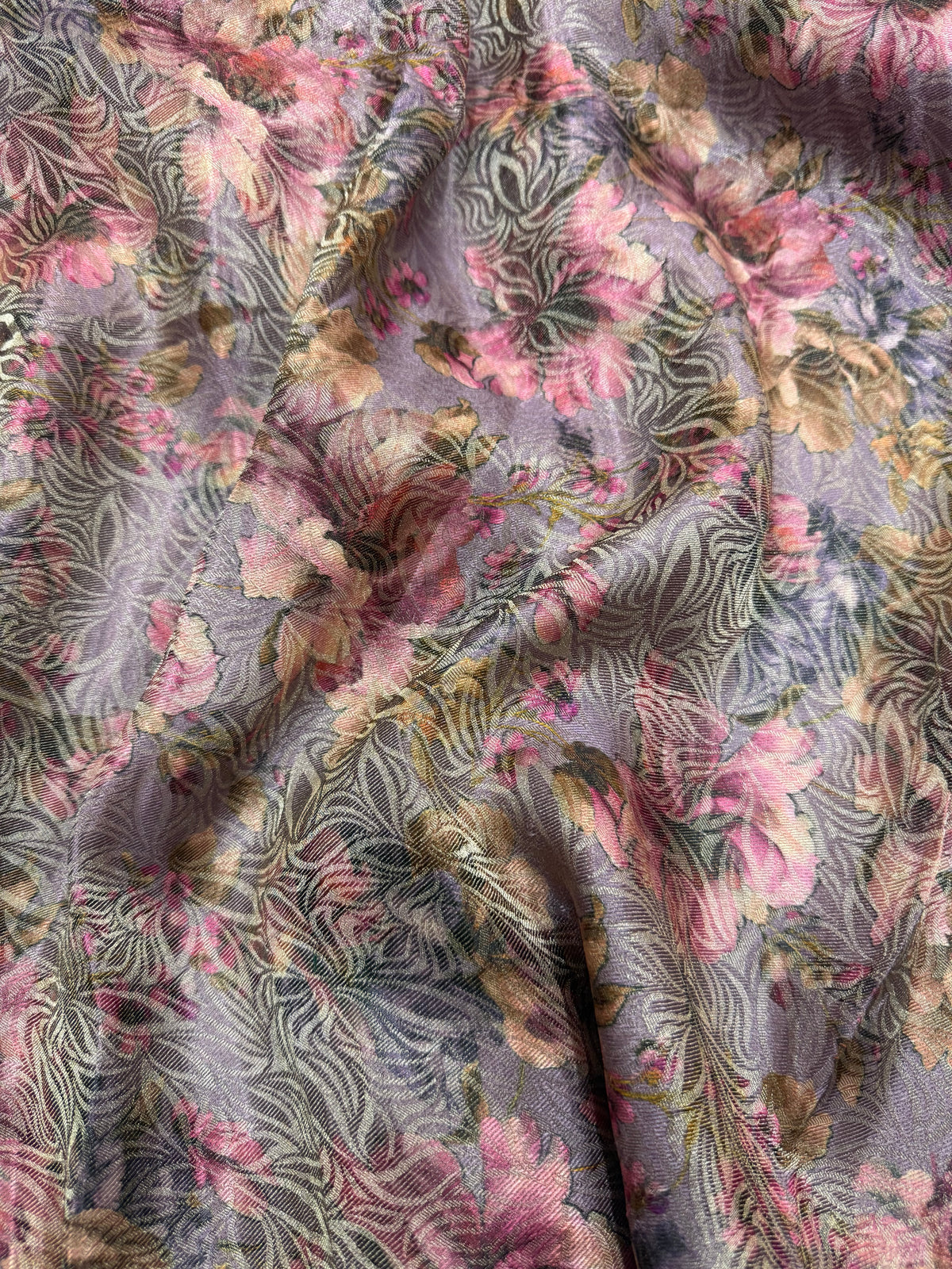 Printed pure tissue viscose muslin jacquard fabric