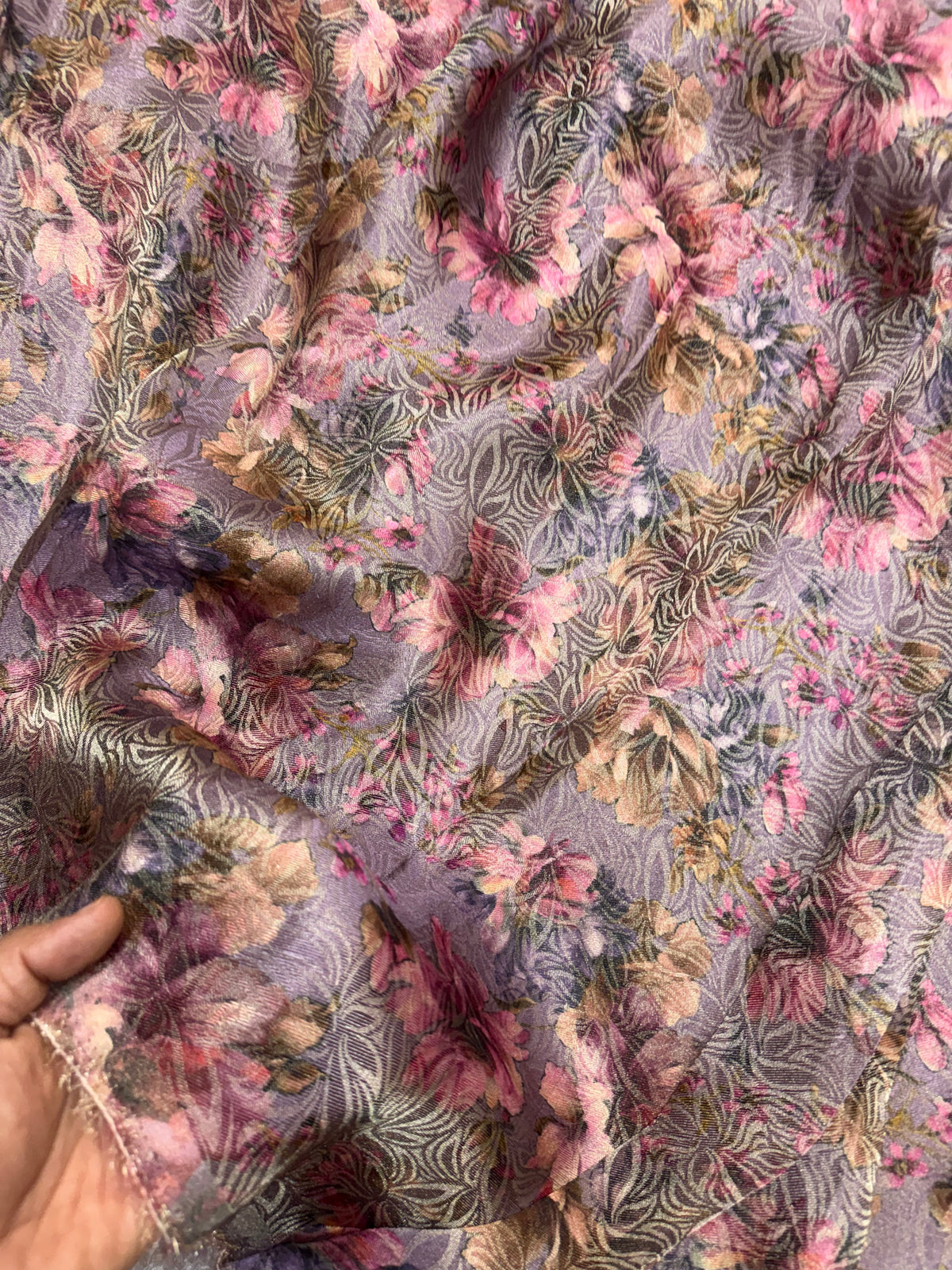Printed pure tissue viscose muslin jacquard fabric