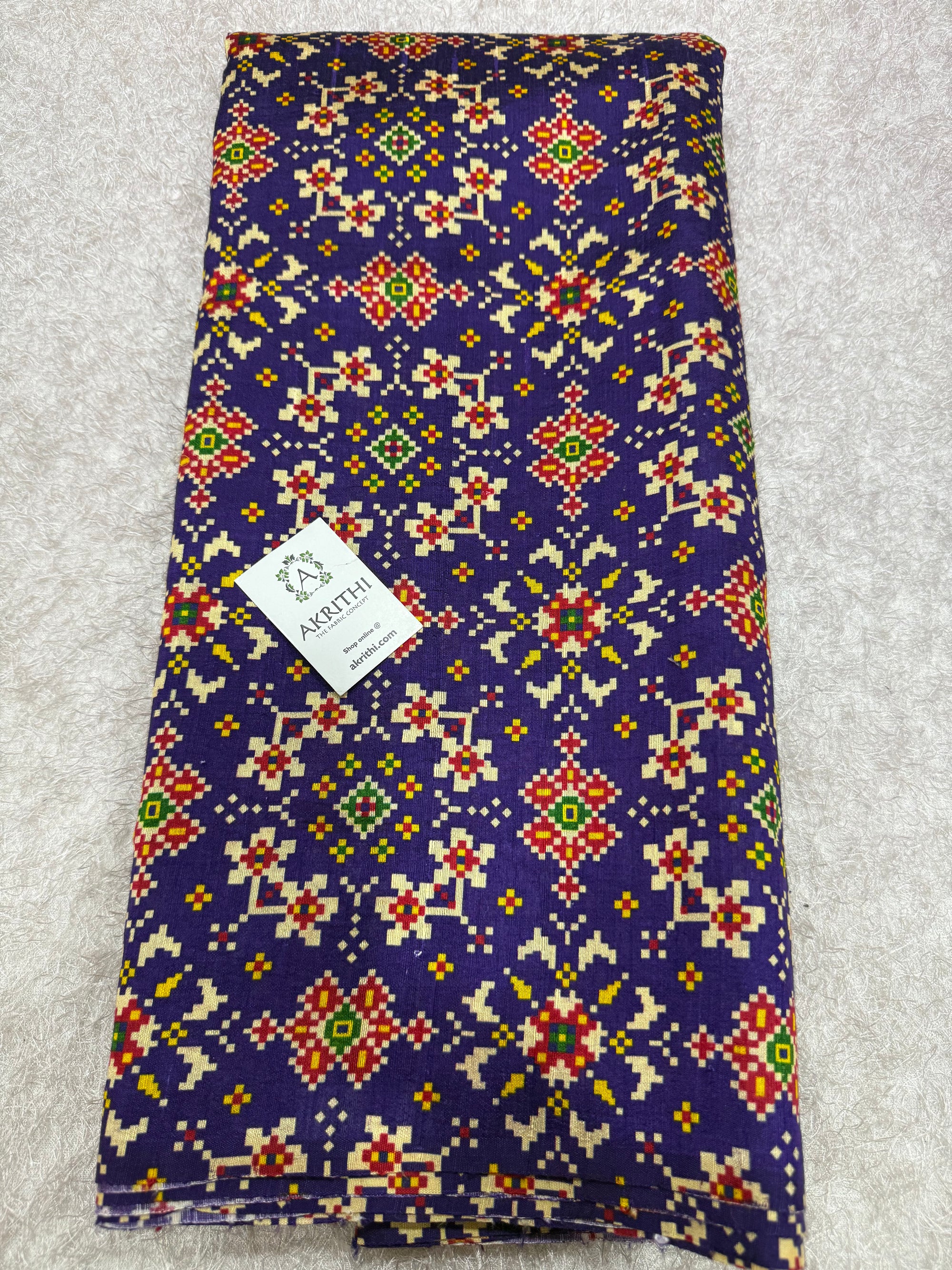 Digital Patola Printed pure raw silk fabric