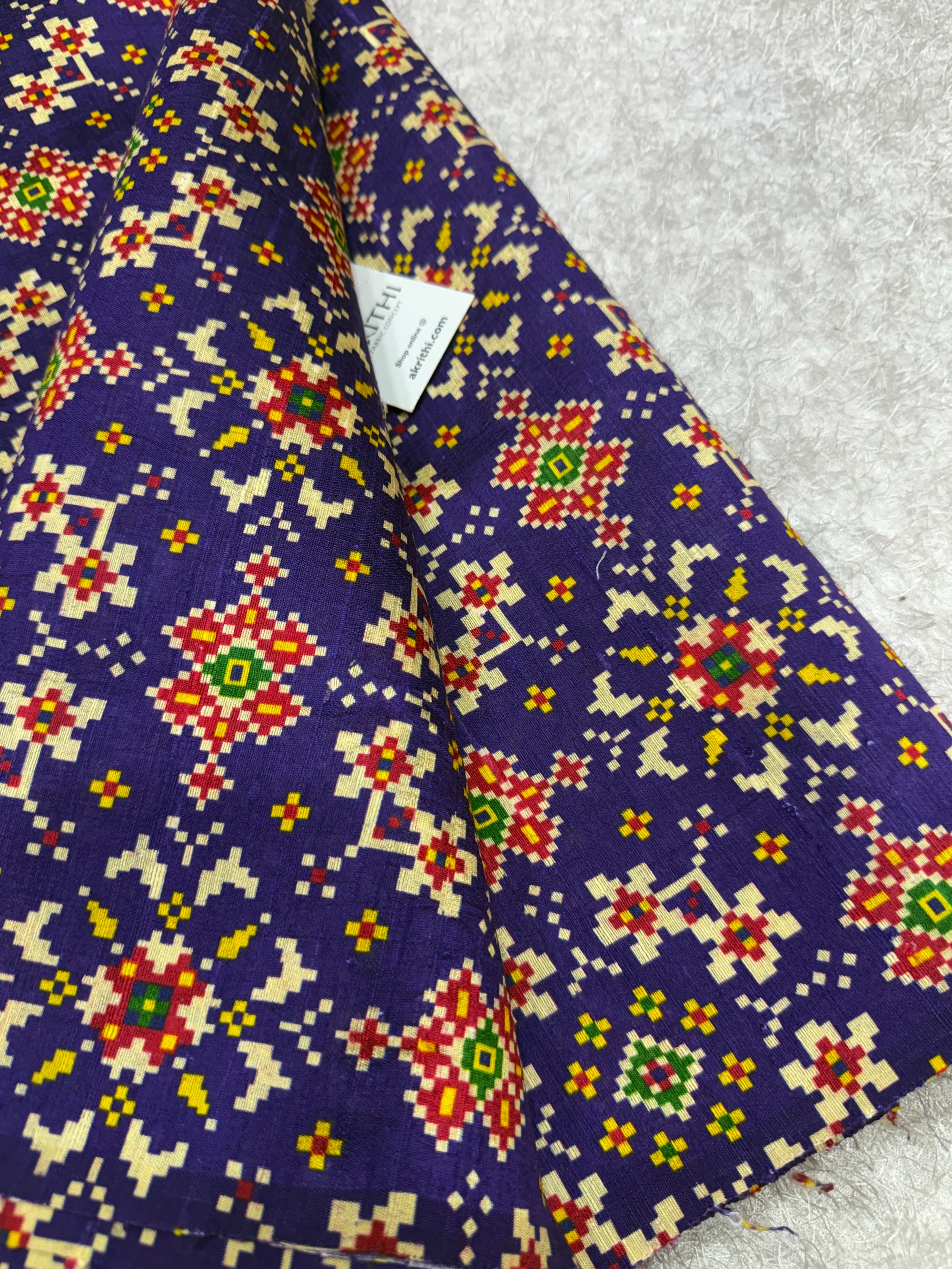 Digital Patola Printed pure raw silk fabric