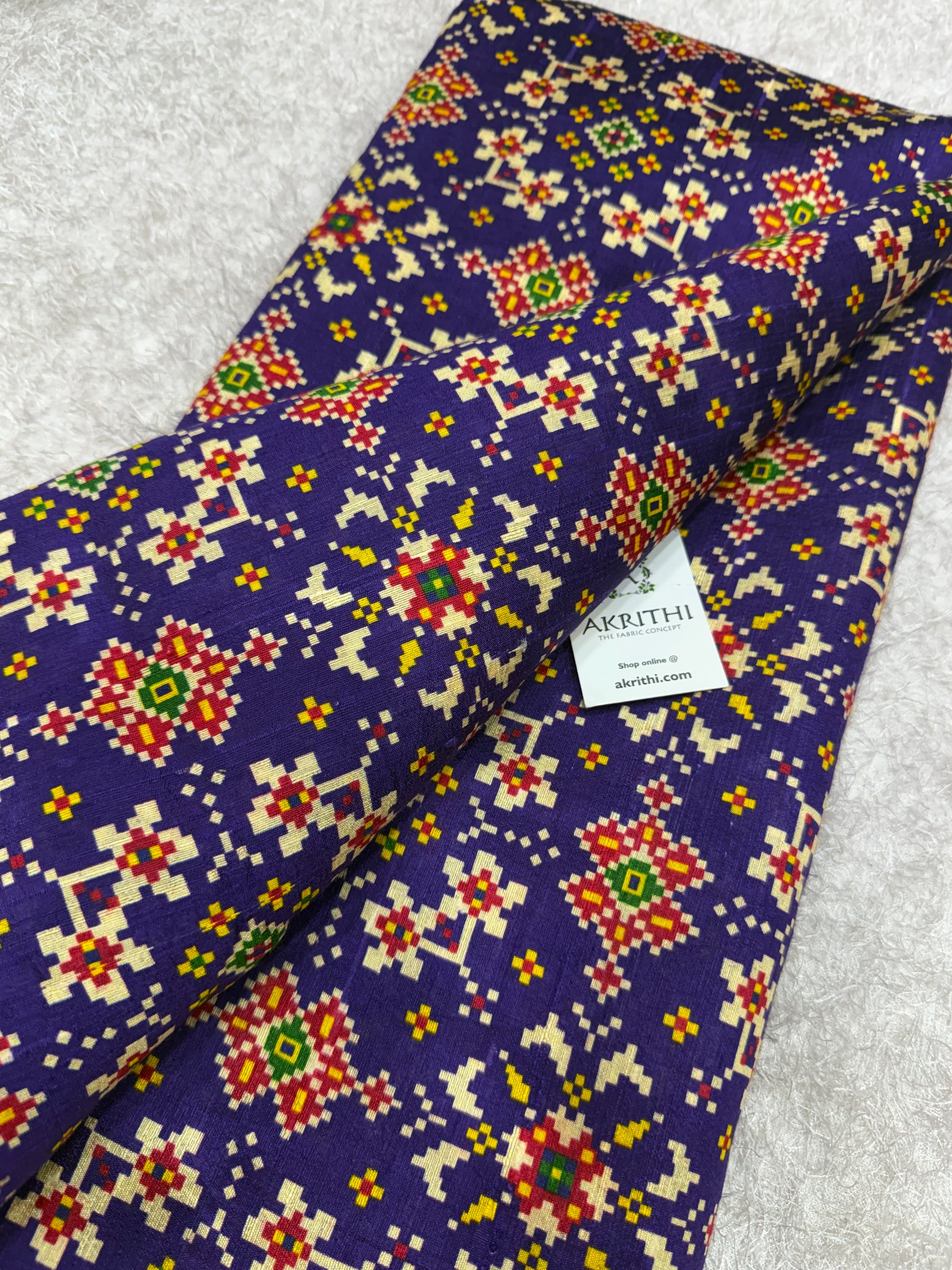 Digital Patola Printed pure raw silk fabric