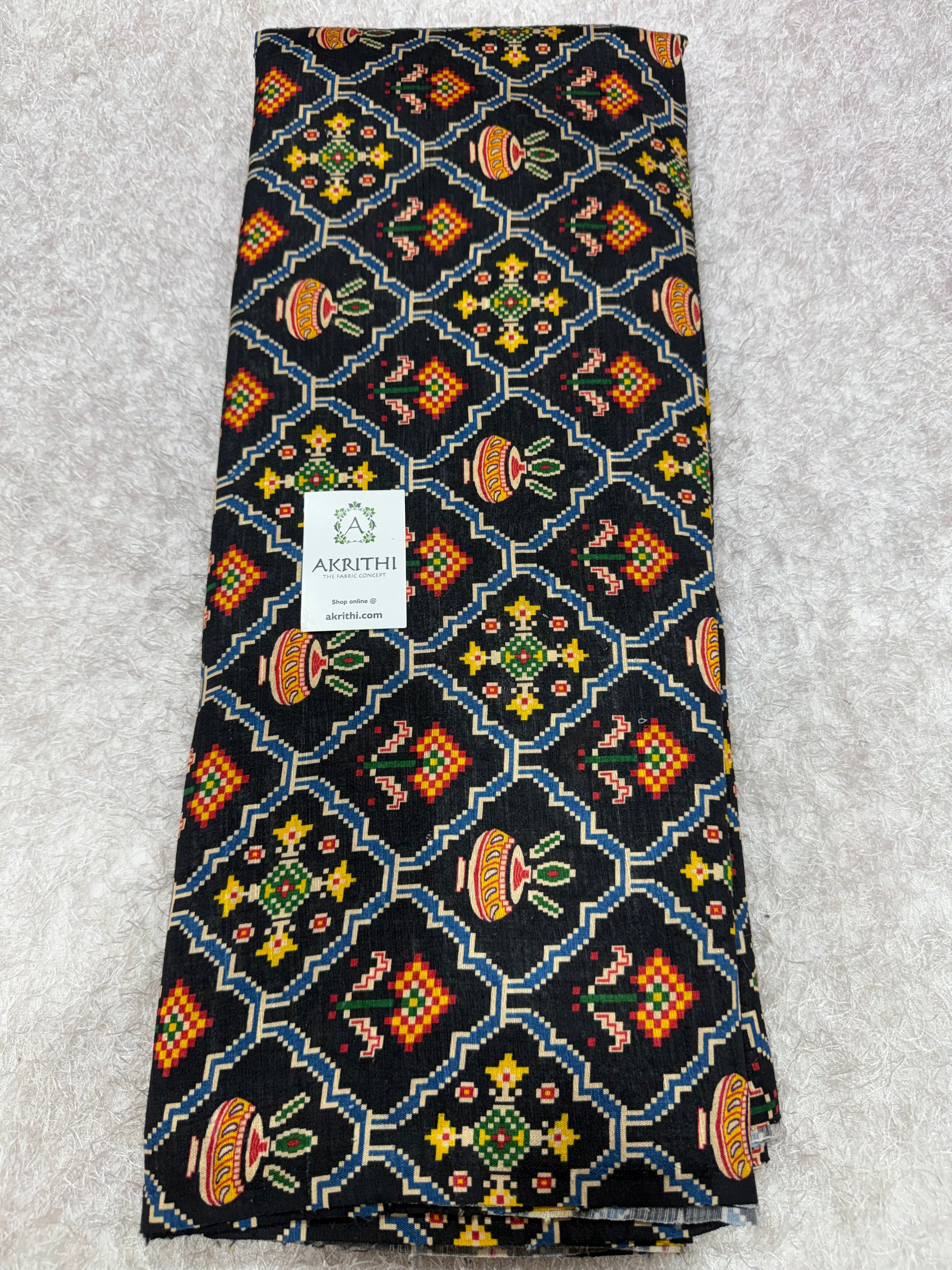 Digital Patola Printed pure raw silk fabric