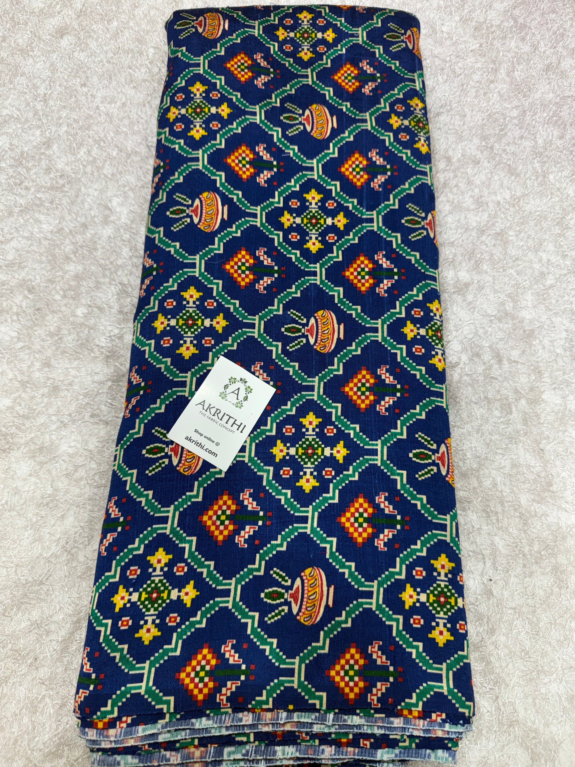 Digital Patola Printed pure raw silk fabric